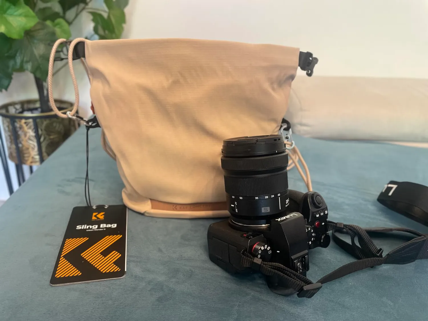 K&F Concept Borsa Foto Tracolla 2in1 Beige 32cm Pelle
