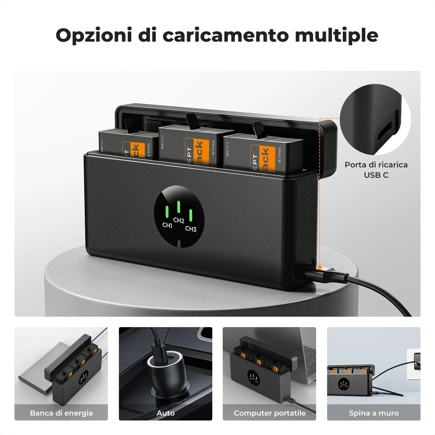 K&F Concept Hero 13 Batterie Enduro 2100mAh Kit 3+Caricatore