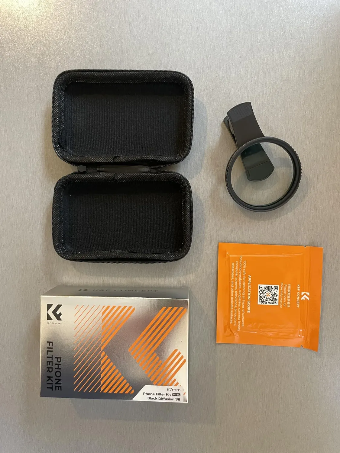 K&F Concept Black Mist 1/8 filtro smartphone 67mm con clip