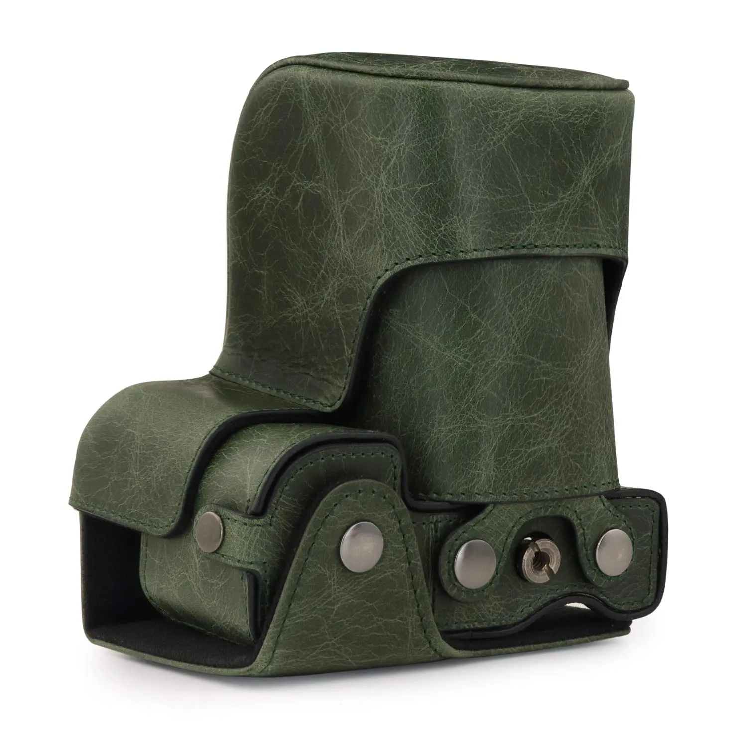 MegaGear A6100 A6400 custodia vera pelle 18-135mm verde