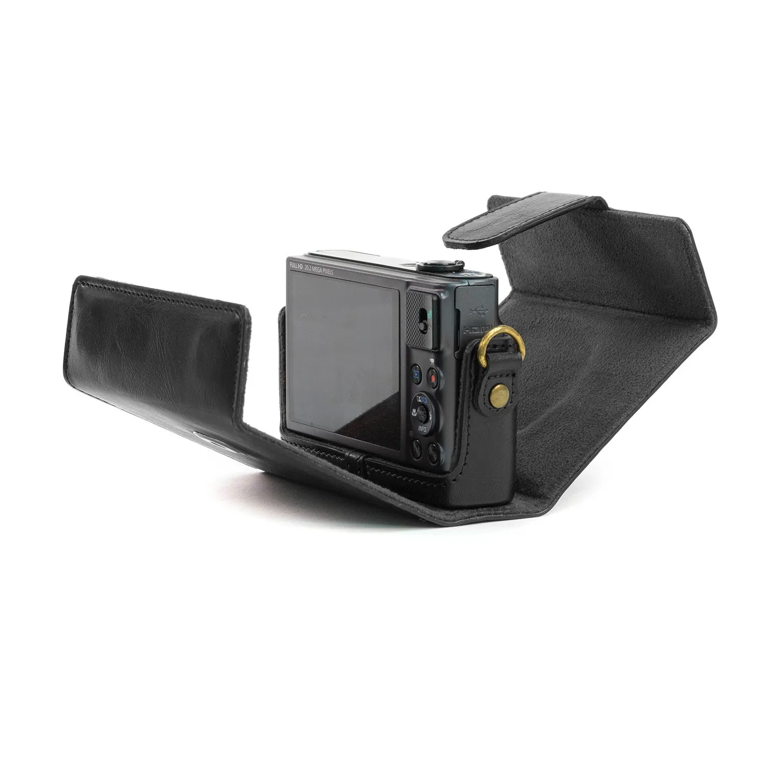 MegaGear MG692 custodia Canon G9X finta pelle nera ever ready