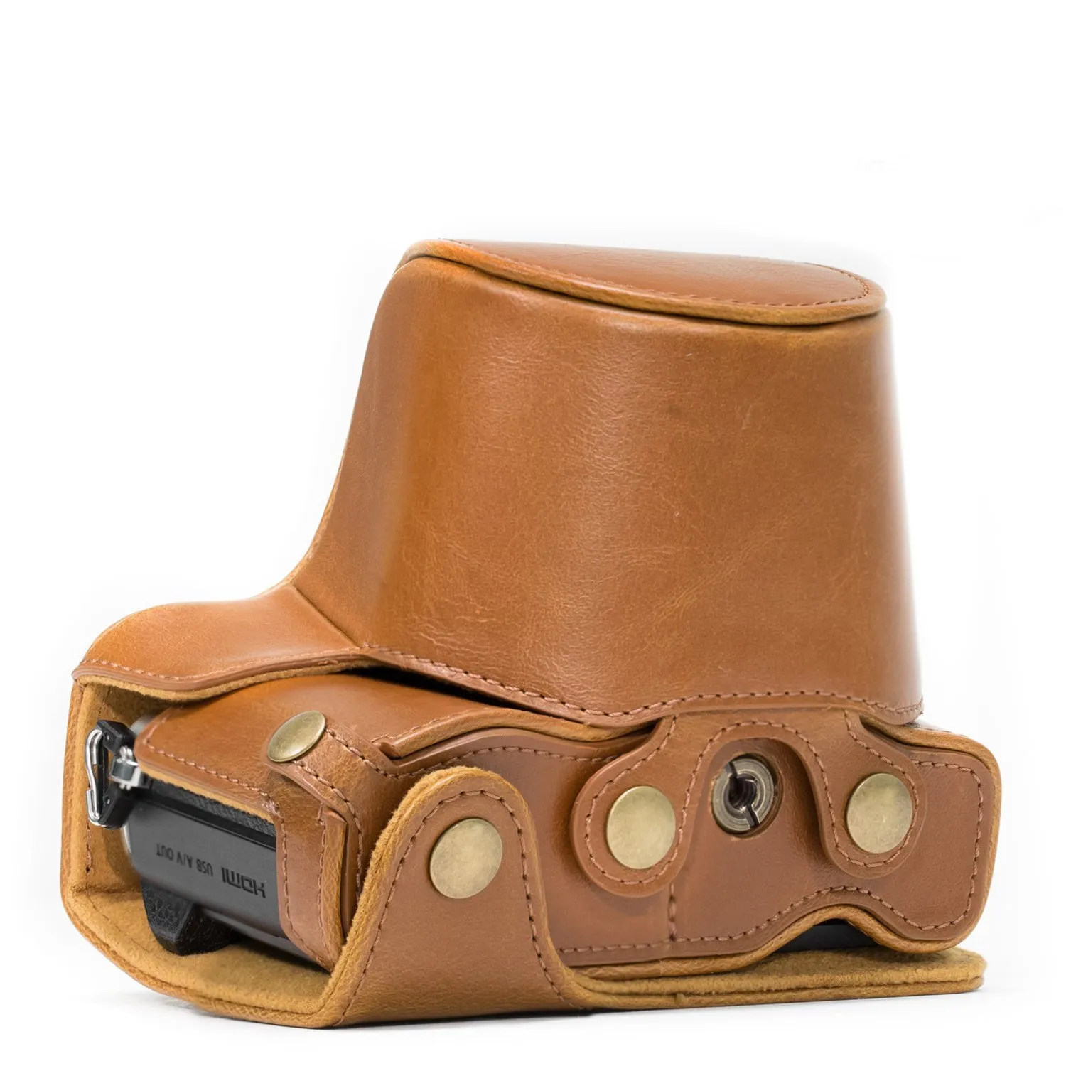 MegaGear MG995 Custodia Pelle Olympus E-M10 Mark II Marrone Chiaro