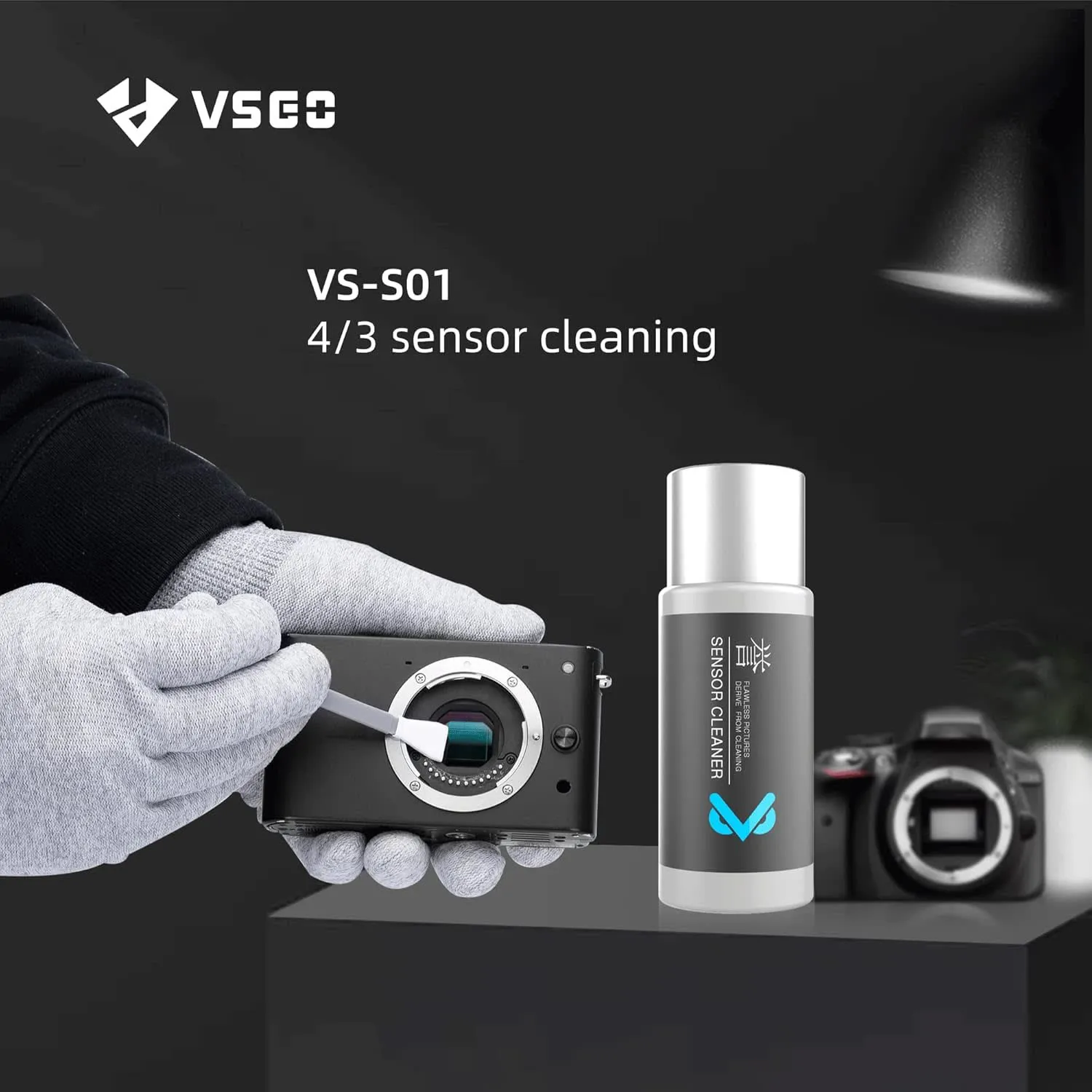 VSGO VS-S01E kit pulizia sensore 4/3 7-in-1 senza alcol