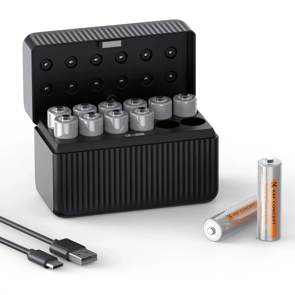 K&F Concept batterie AA litio ricaricabili 12 pezzi 1,5V