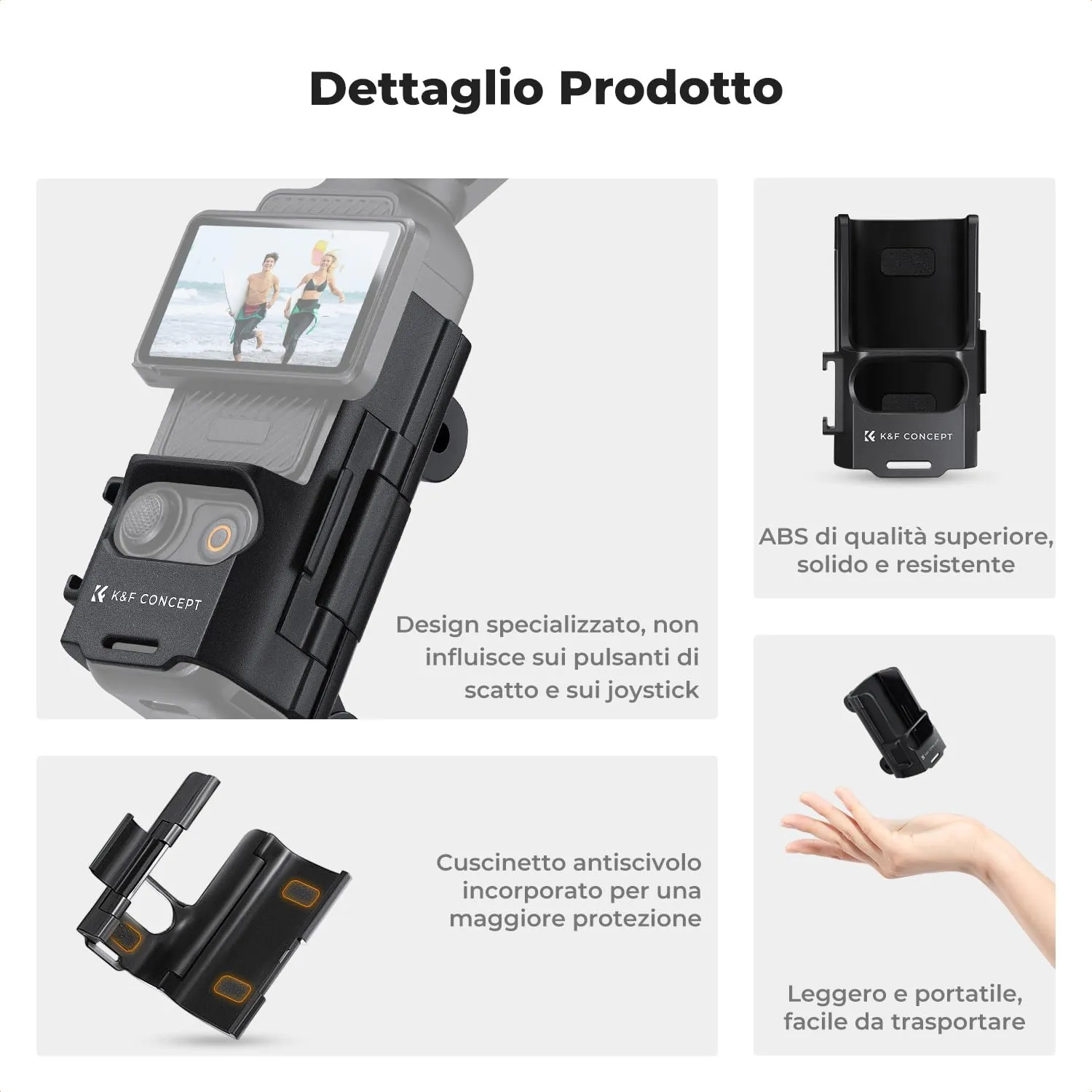 K&F Concept adattatore espansione DJI Osmo Pocket 3 ABS slitta