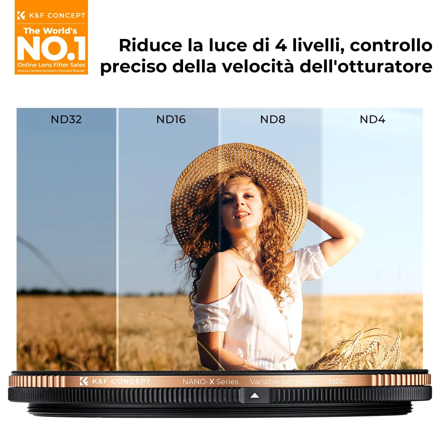 K&F Concept Nano-Xcel Filtro ND4-32 82mm variabile 2-5 stop