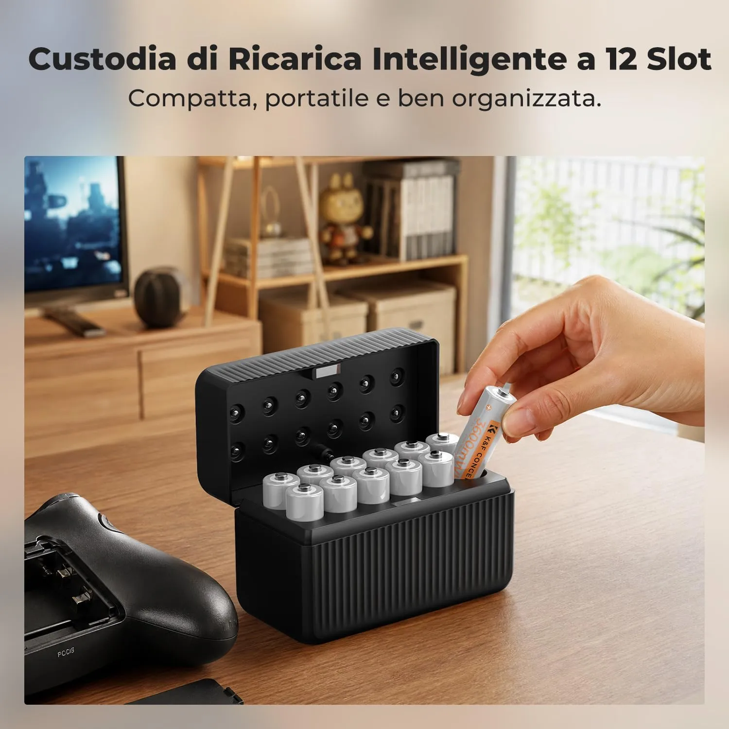 K&F Concept batterie AA litio ricaricabili 12 pezzi 1,5V