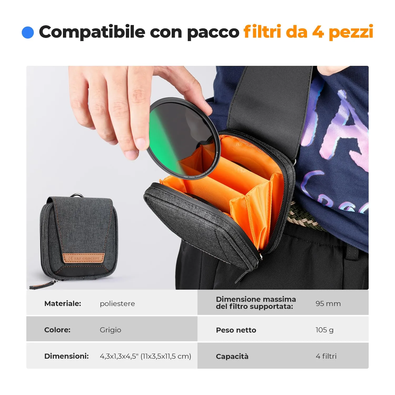 K&F Concept Nano-Xcel Kit Filtri Magnetici CPL ND8 ND64 82mm