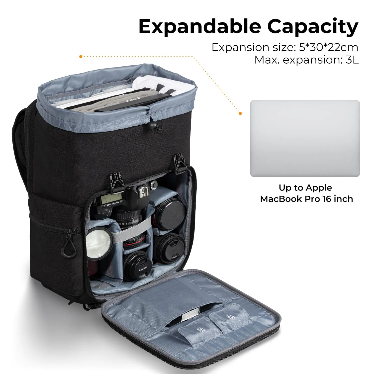 K&F Concept Zaino Fotocamera Nero 25L