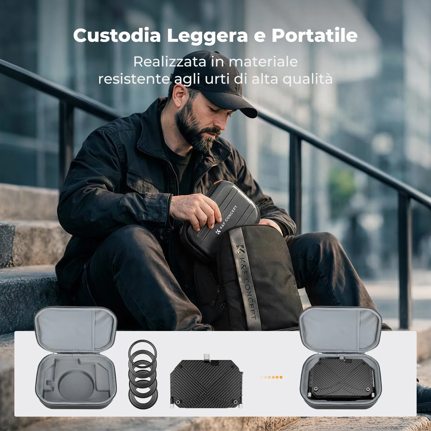 K&F Concept Mini Matte Box 4x5,65" paraluce video 2 filtri