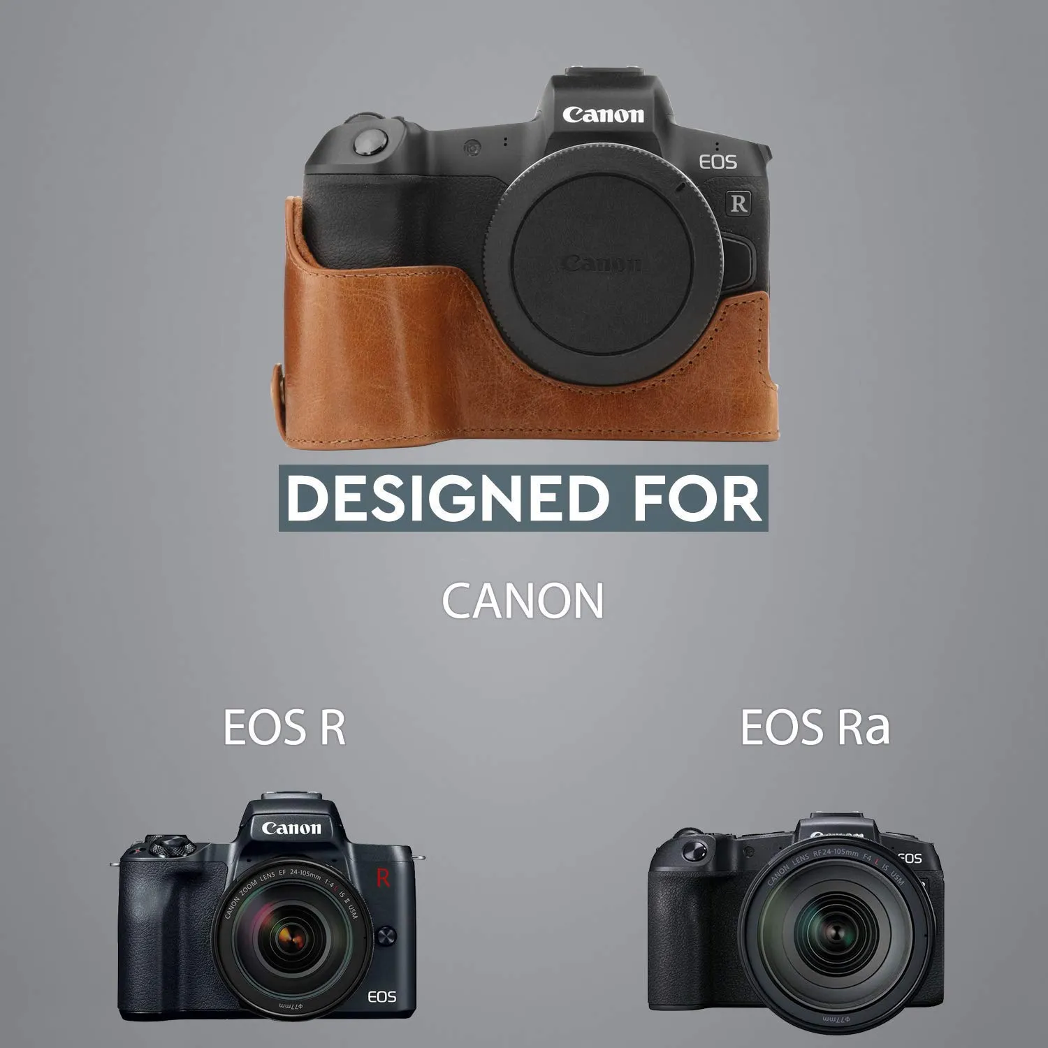 MegaGear Canon EOS R mezza custodia pelle marrone ever ready