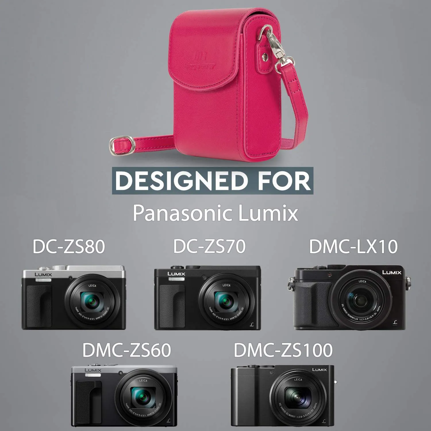 MegaGear MG1254 Custodia Fotocamera Rosa ecopelle