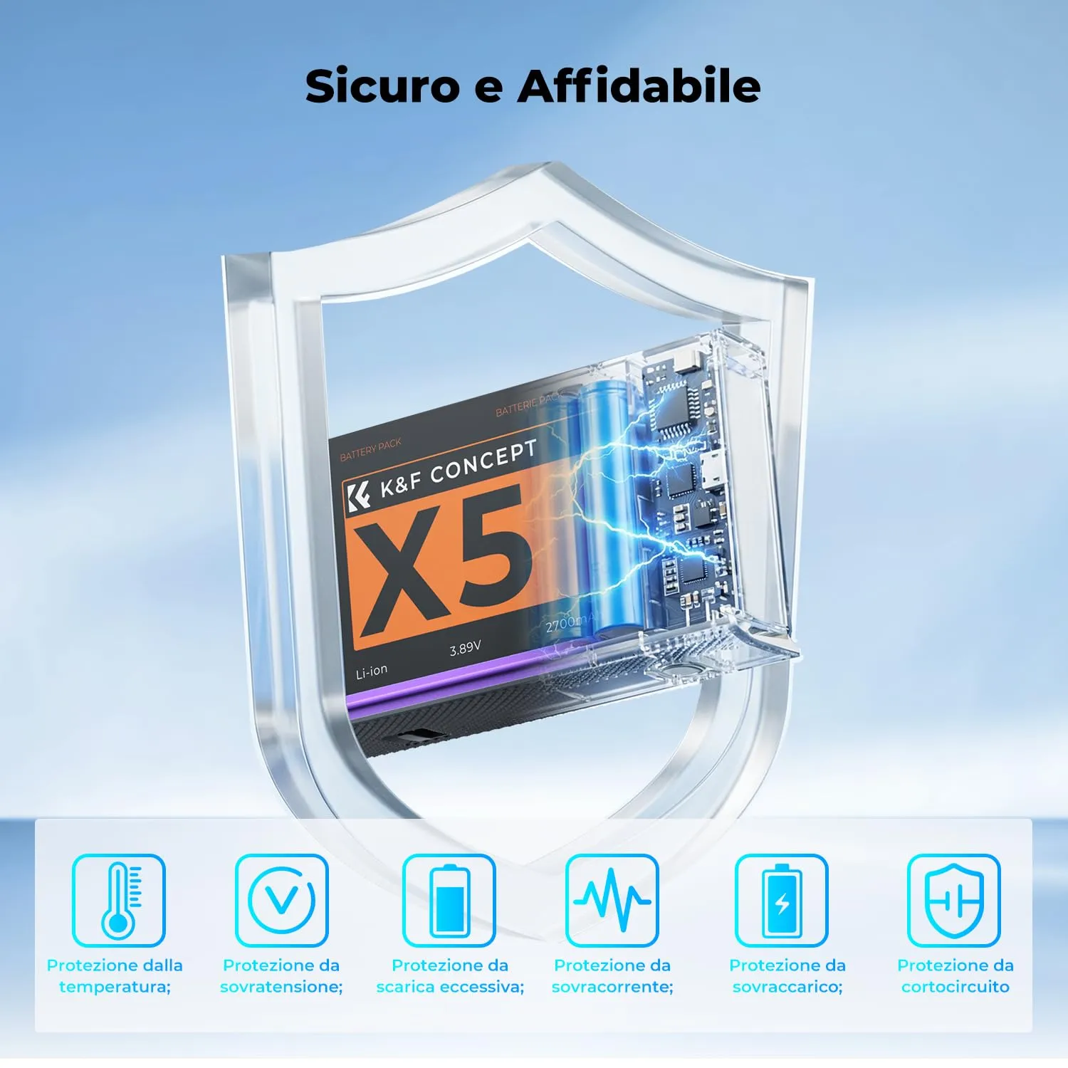 K&F Concept kit 2 batterie + caricabatterie Insta360 X5 2700mAh