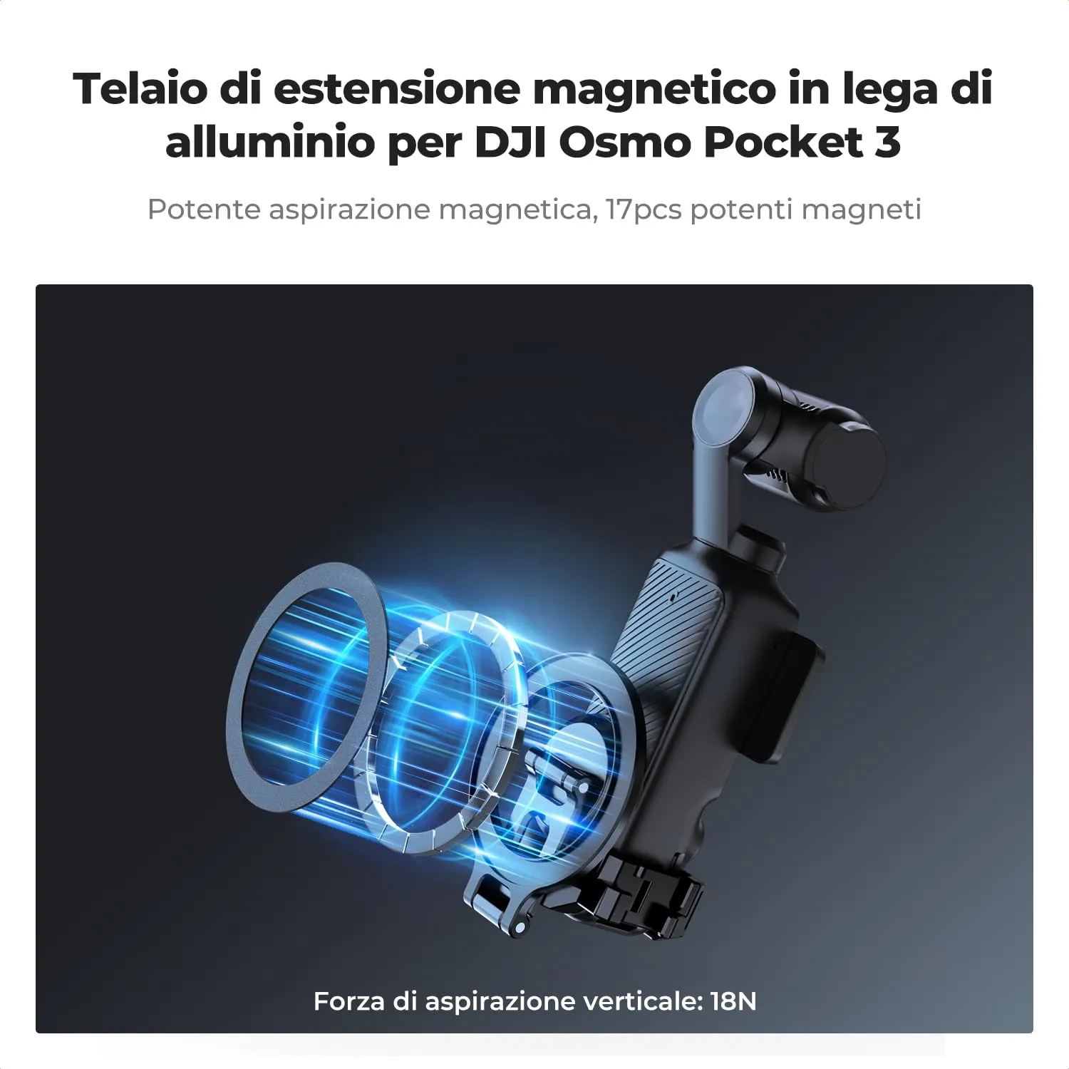 K&F Concept supporto magnetico alluminio DJI Pocket 3