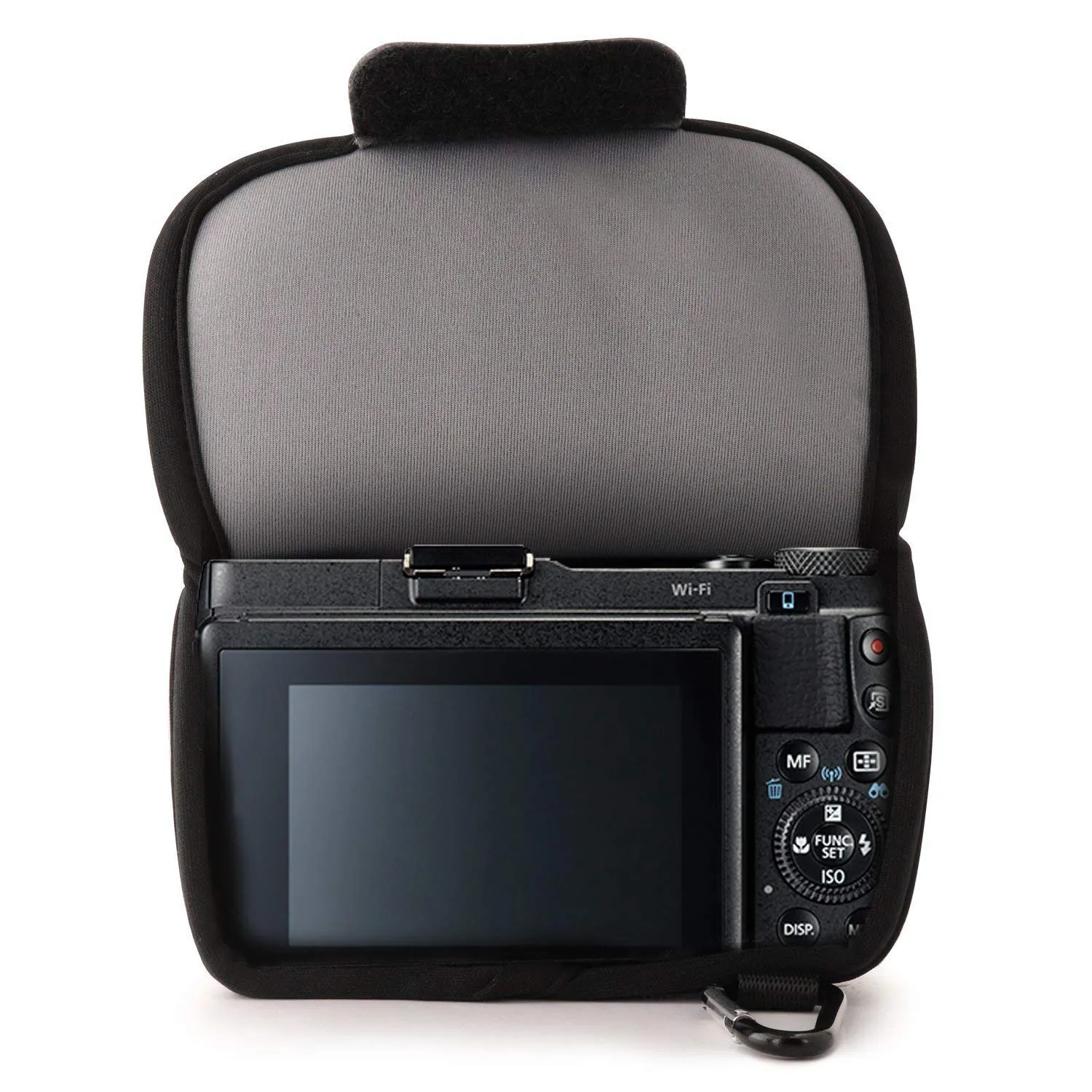 MegaGear Canon G1 X II custodia neoprene grigia moschettone