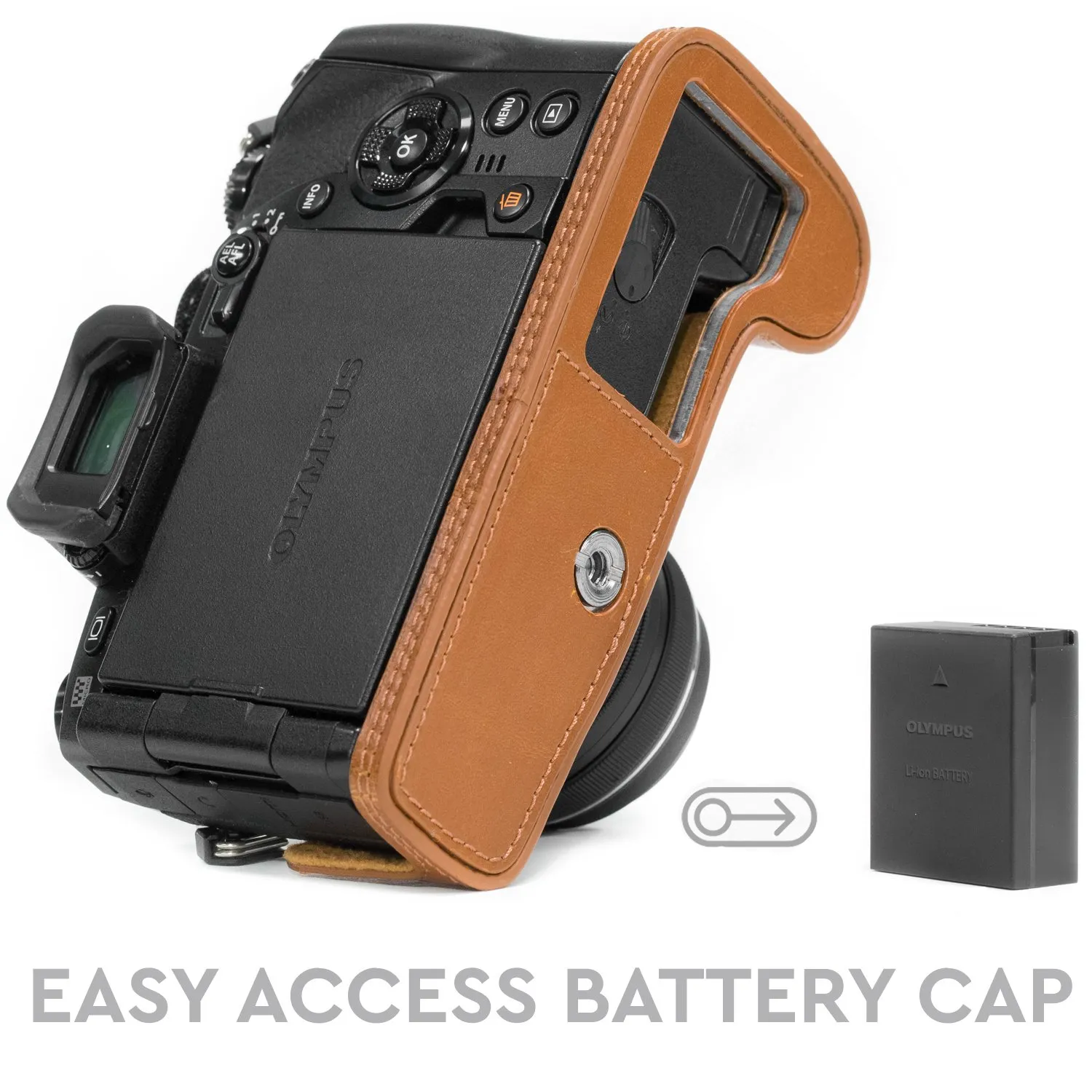 MegaGear Ever Ready Mezza Custodia Pelle Olympus OM-D E-M1 Nero