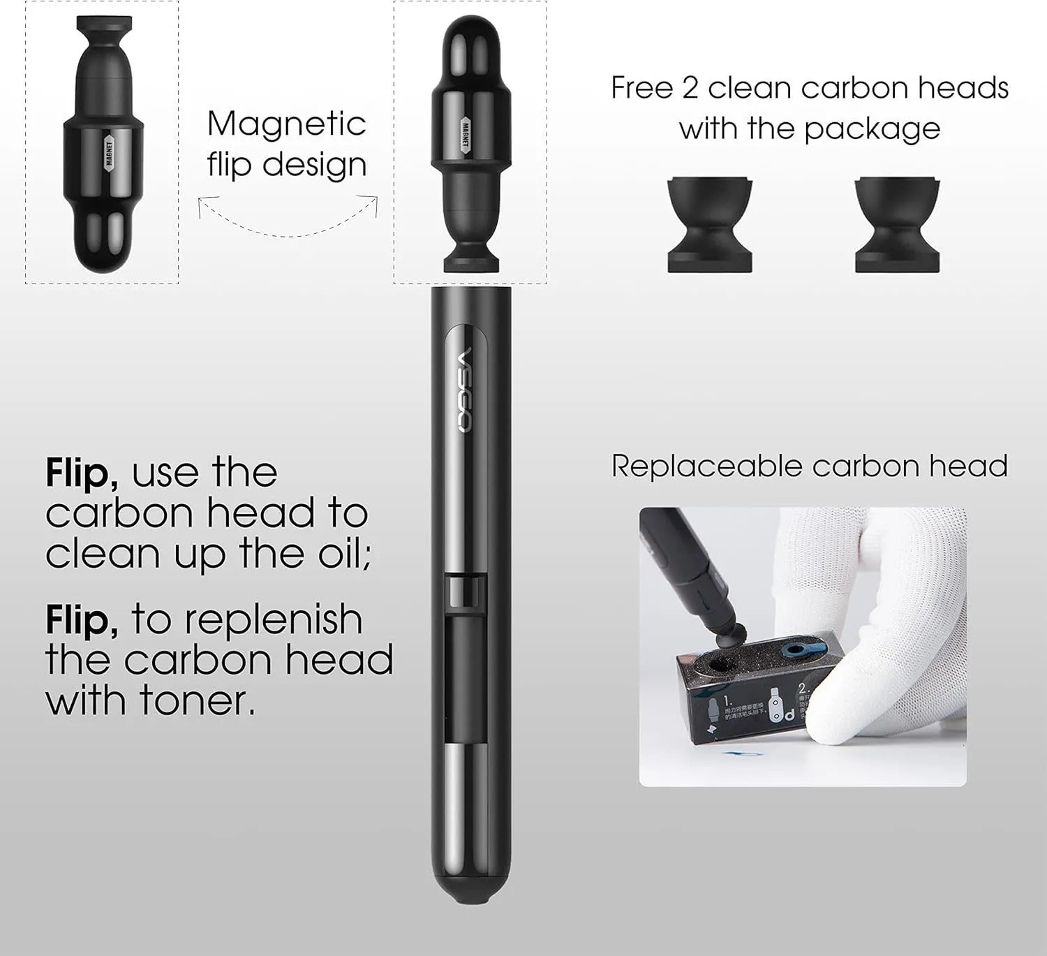 VSGO V-P03E penna pulizia lenti carbonio