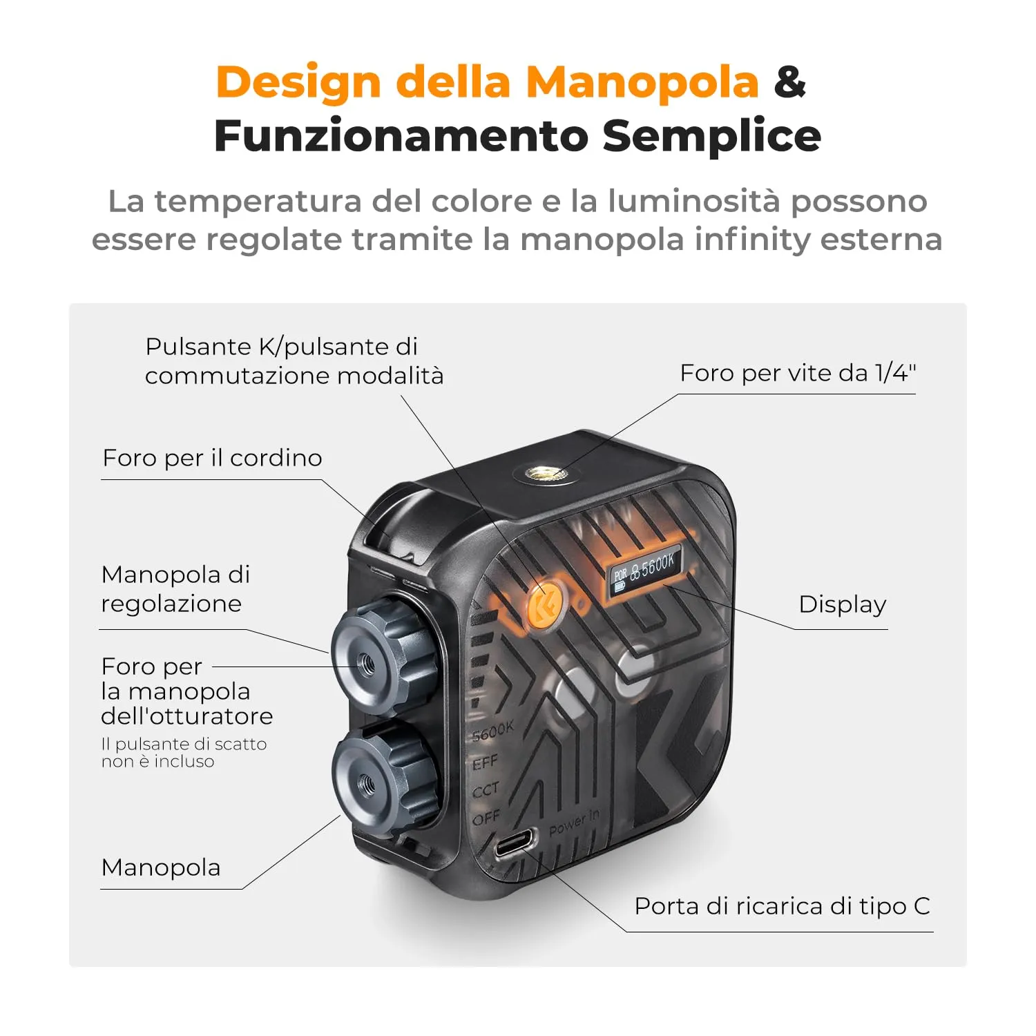 K&F Concept Luce Video LED Bicolore 2500-9900K Nera