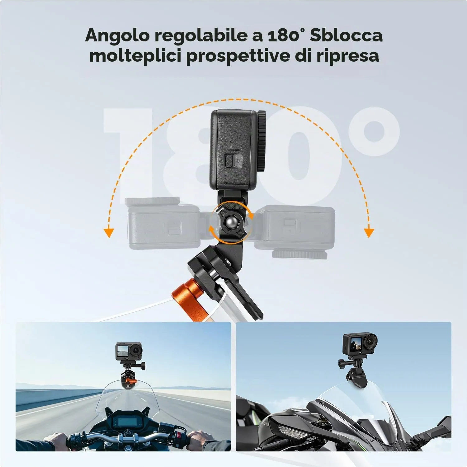 K&F Concept supporto moto action cam parabrezza alluminio