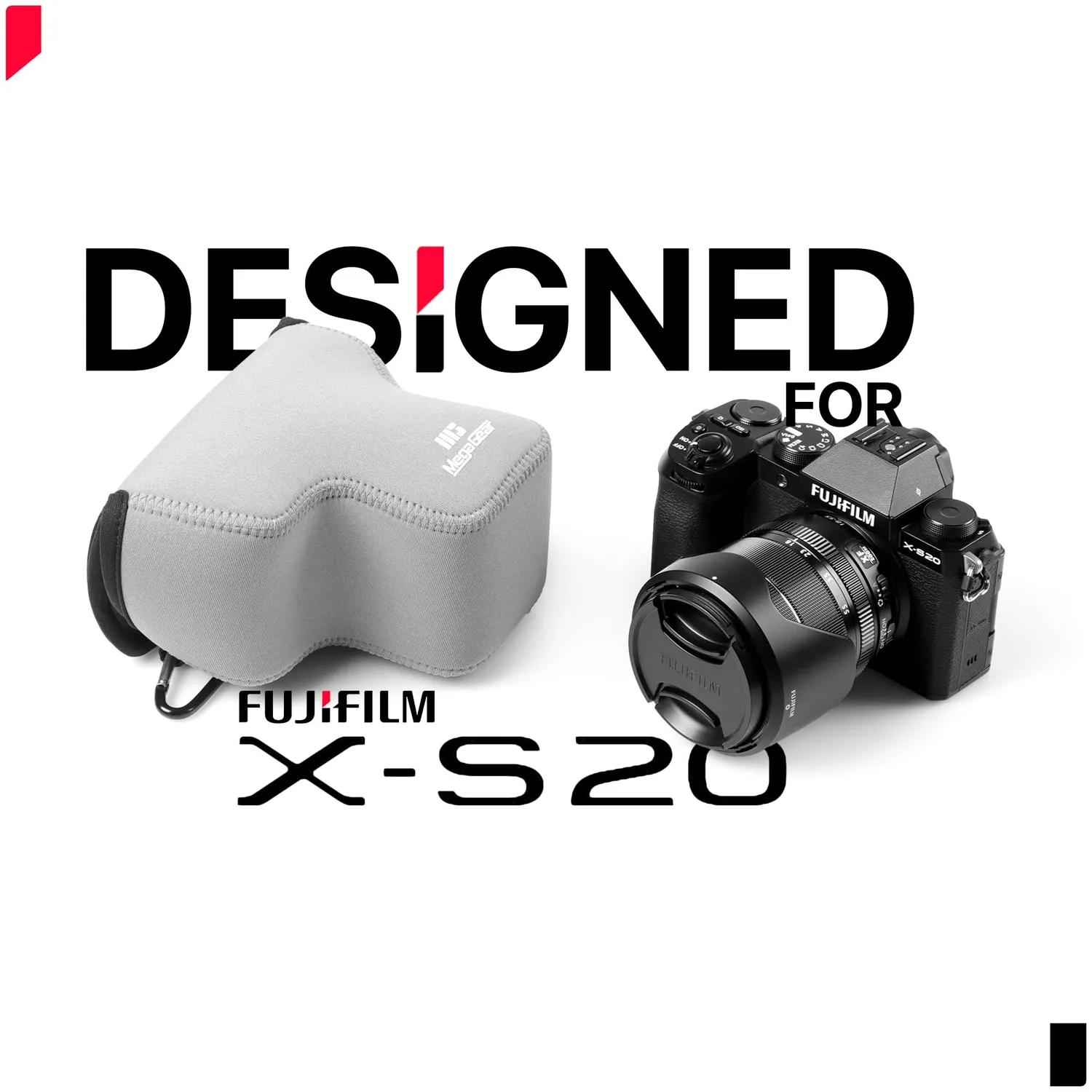 MegaGear custodia neoprene Fujifilm X-S20 18-55mm grigio
