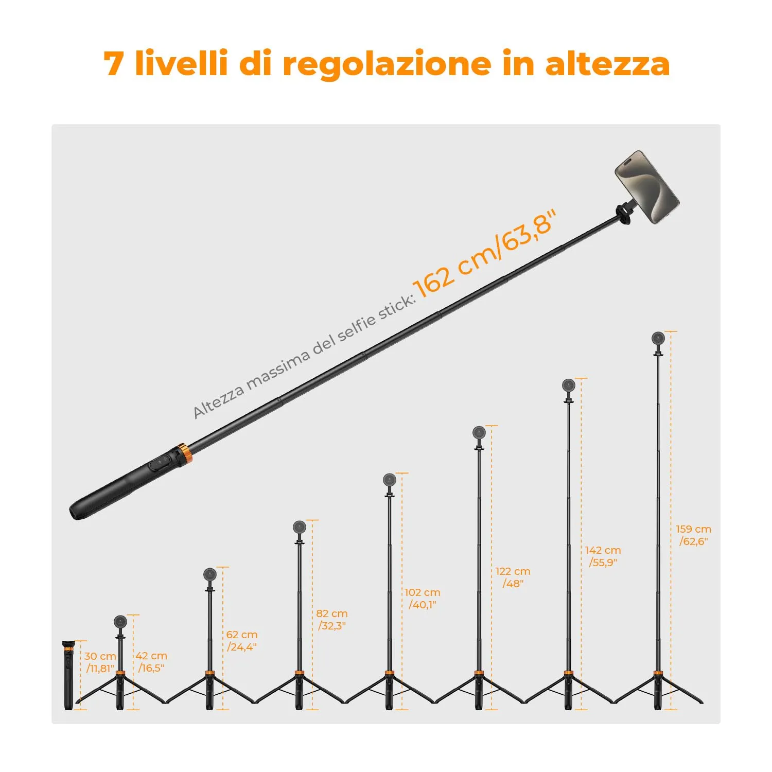 K&F Concept MS19 bastone selfie magnetico 162cm