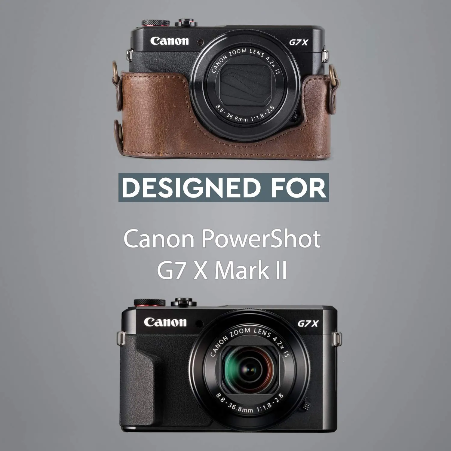 MegaGear MG952 mezza custodia marrone scuro per Canon G7 X II
