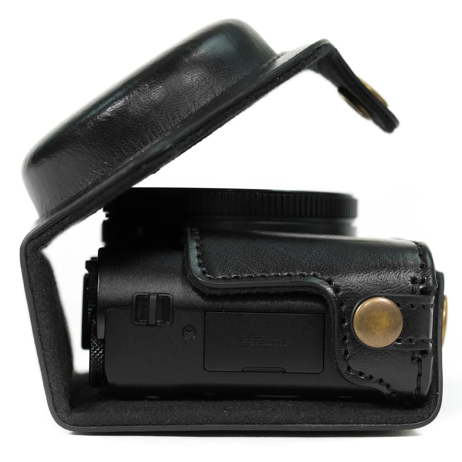 MegaGear MG1132 custodia pelle Lumix LX10 nero compatta