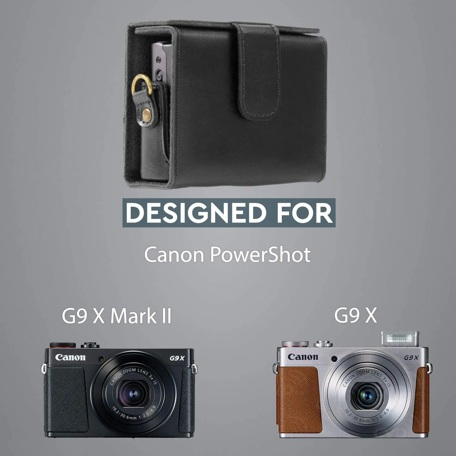 MegaGear MG692 custodia Canon G9X finta pelle nera ever ready