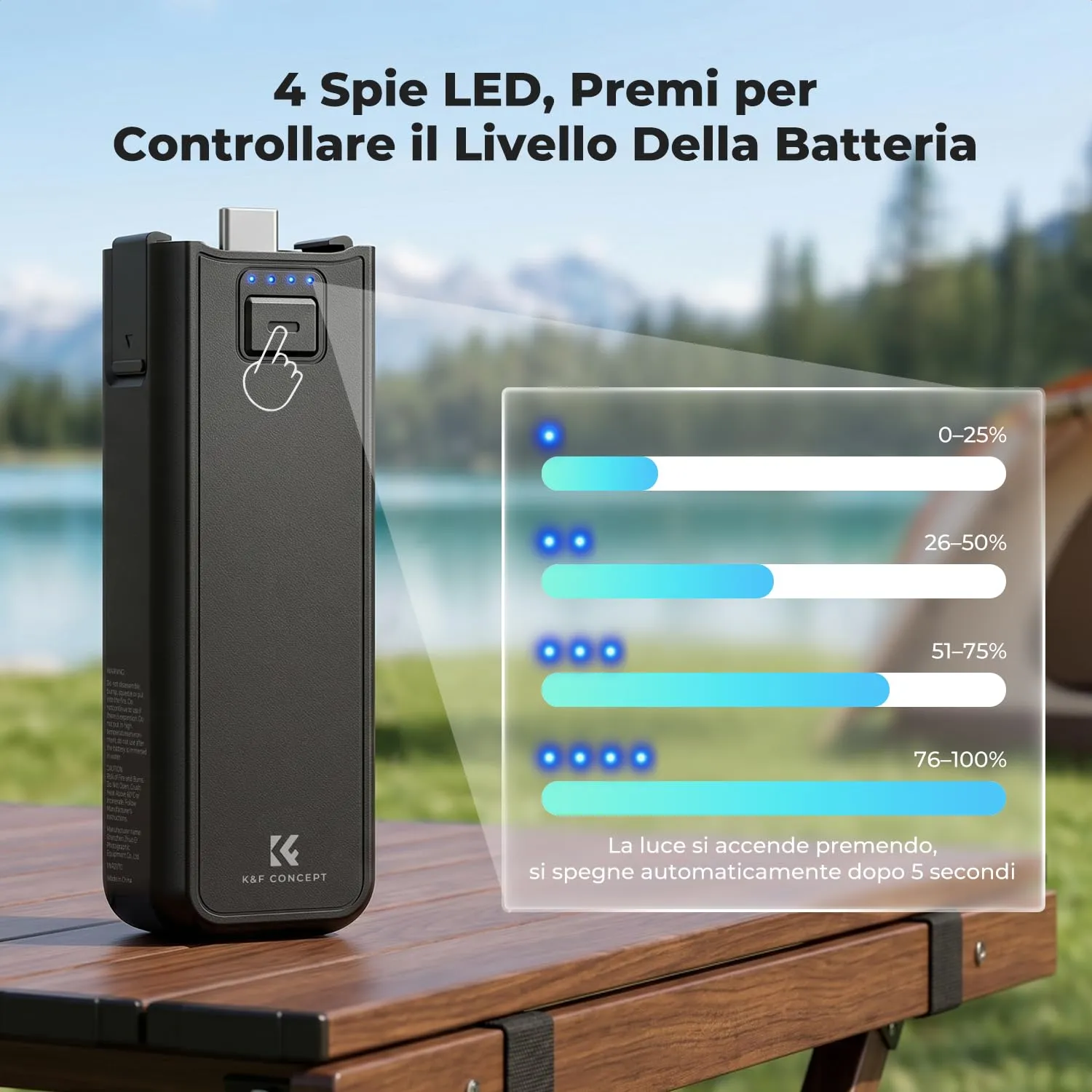 K&F Concept impugnatura batteria 5000mAh per Osmo Pocket 3/4