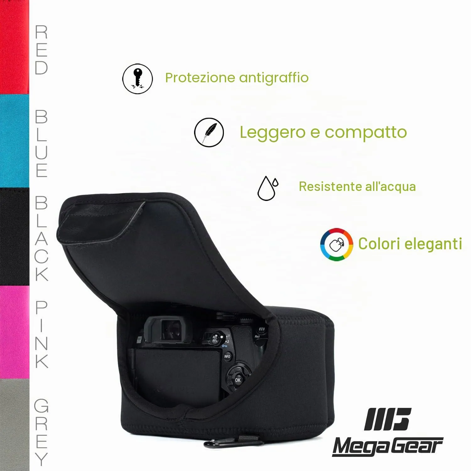 MegaGear MG755 Custodia Neoprene Sony RX10 III IV Nero