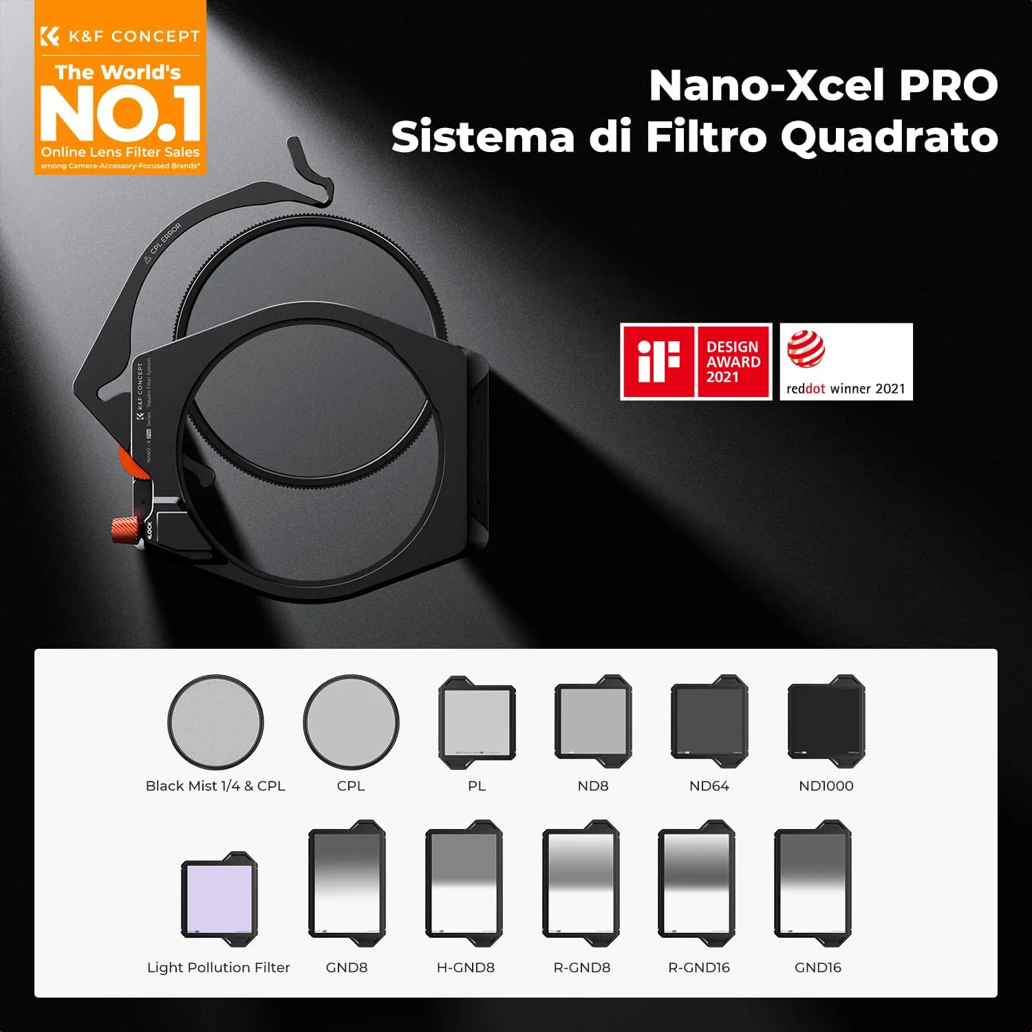 K&F Concept Nano-Xcel Pro kit portafiltri ND1000 ND8 ND64 CPL
