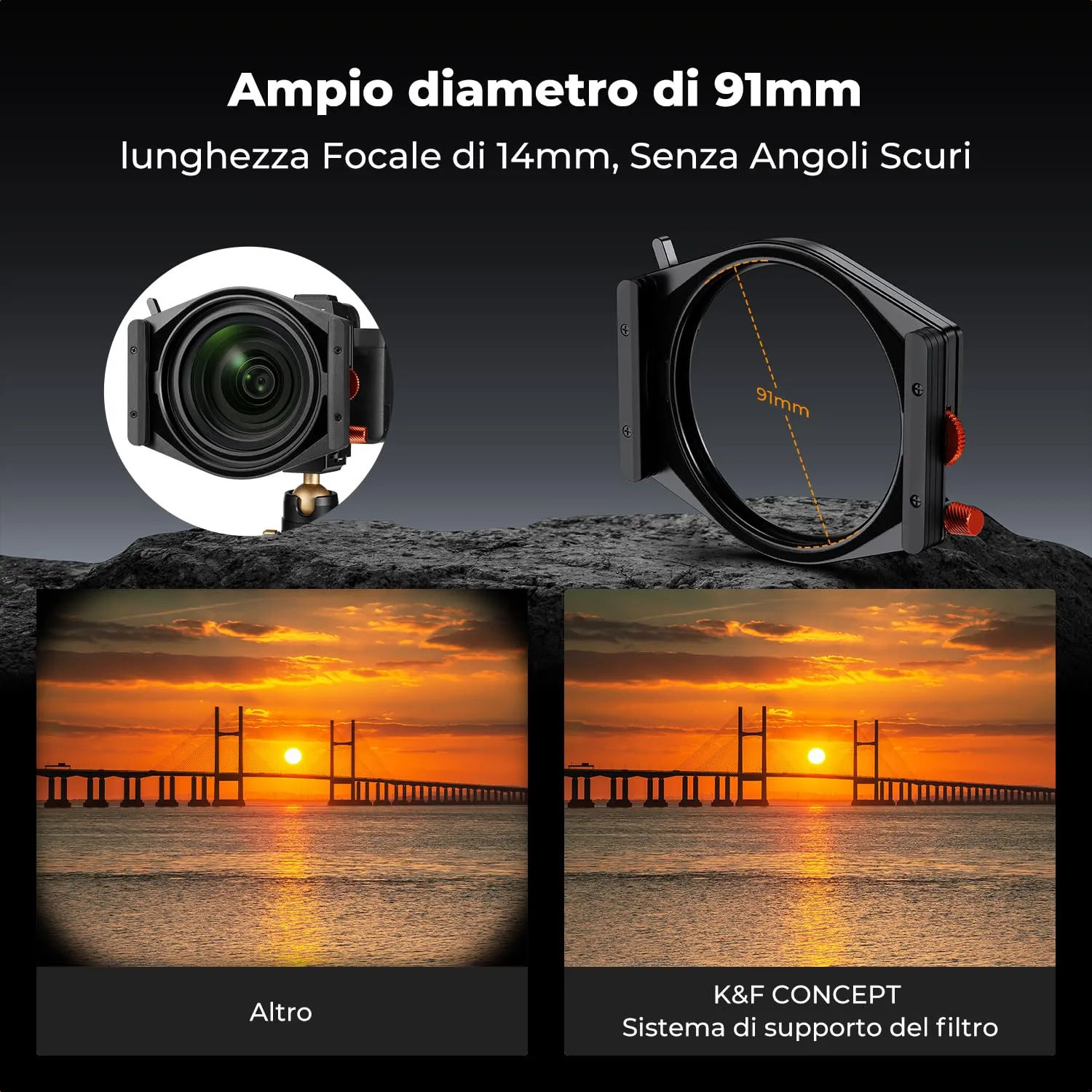K&F Concept Nano-Xcel Pro kit portafiltri GND8 ND1000 CPL vetro