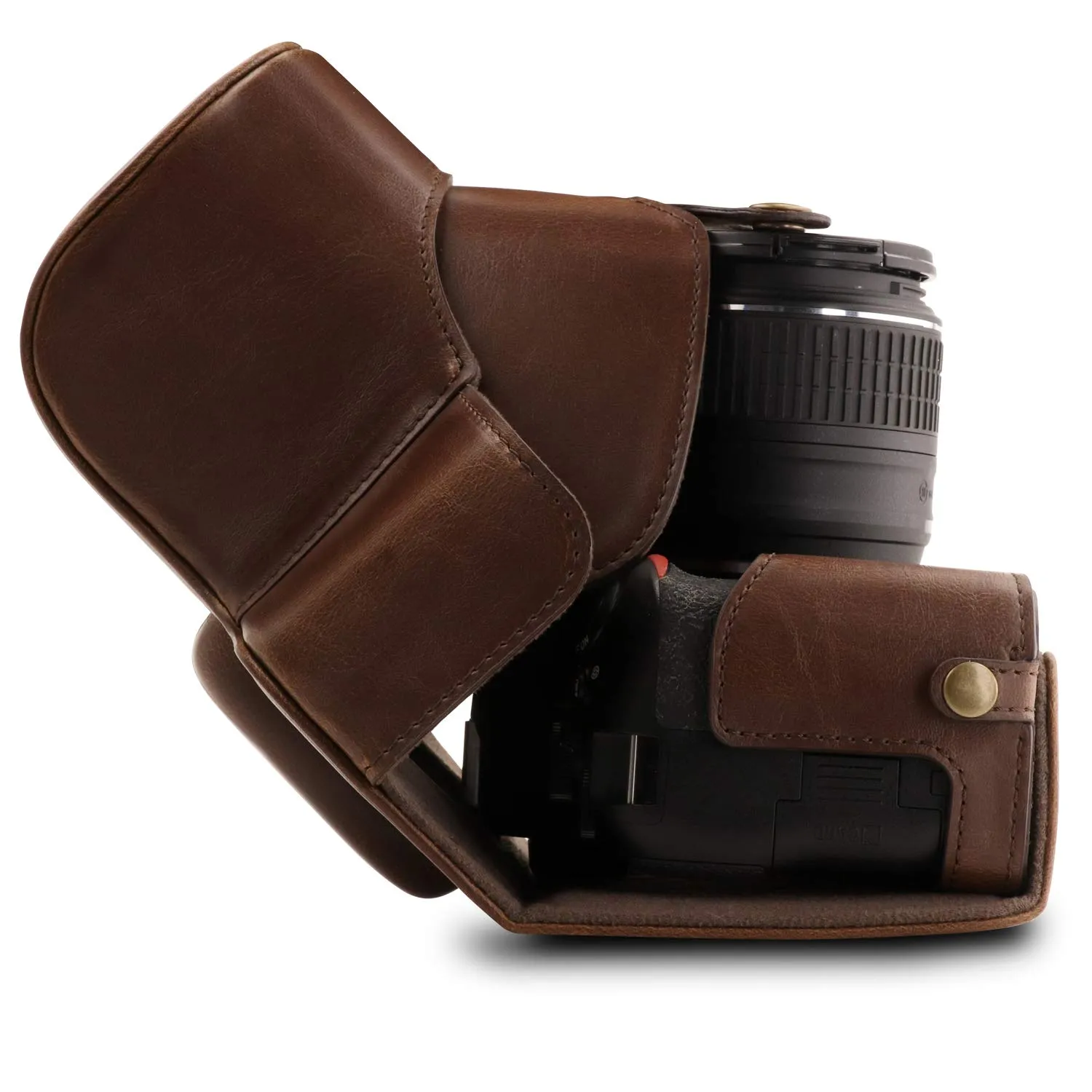 MegaGear Ever Ready custodia pelle Nikon D3500 marrone scuro