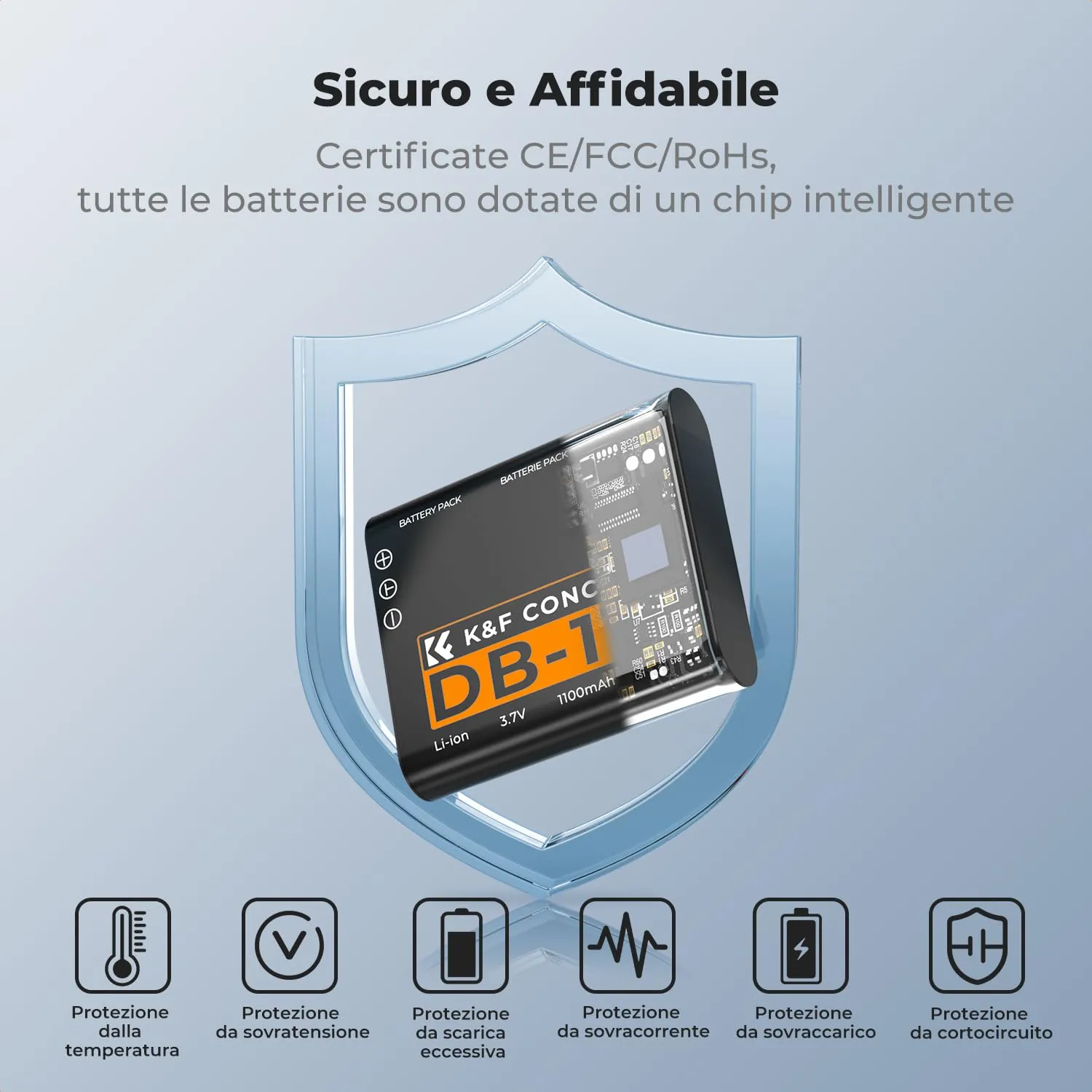 K&F Concept 2 batterie DB-110 1100mAh con caricatore LCD