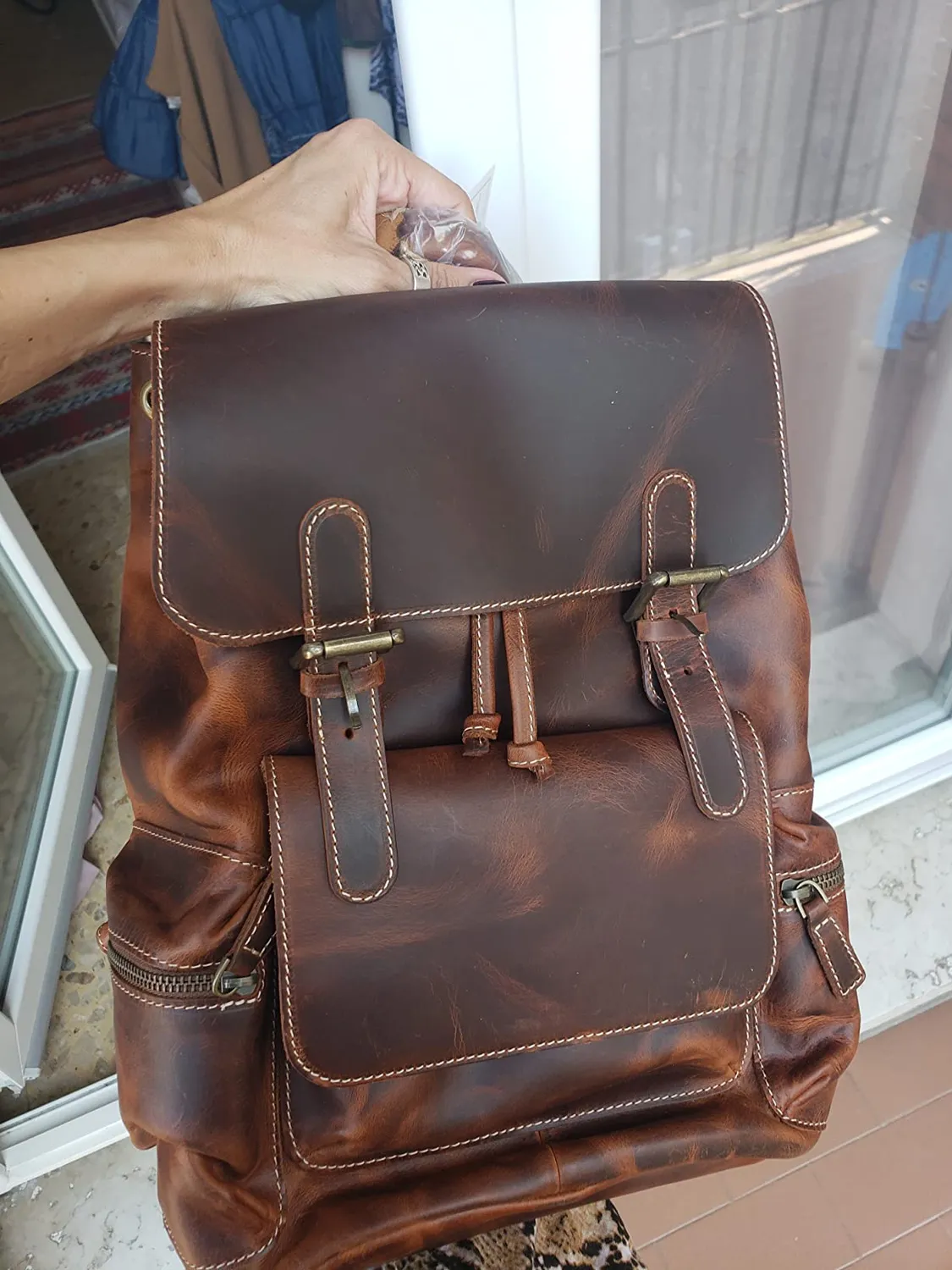 MegaGear Valley zaino vera pelle laptop 13 pollici marrone