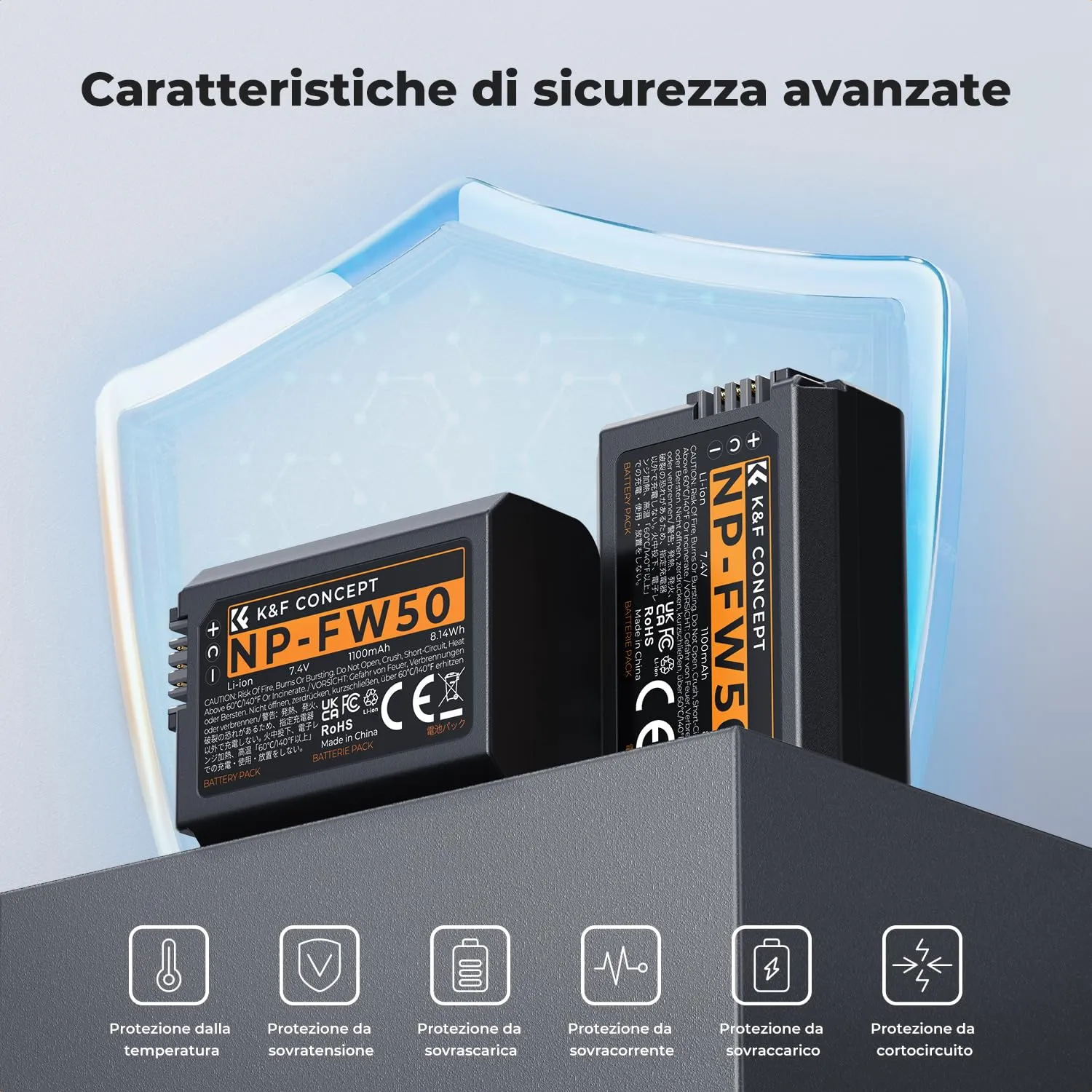 K&F Concept NP-FW50 Batteria Fotocamera 1100mAh Sony
