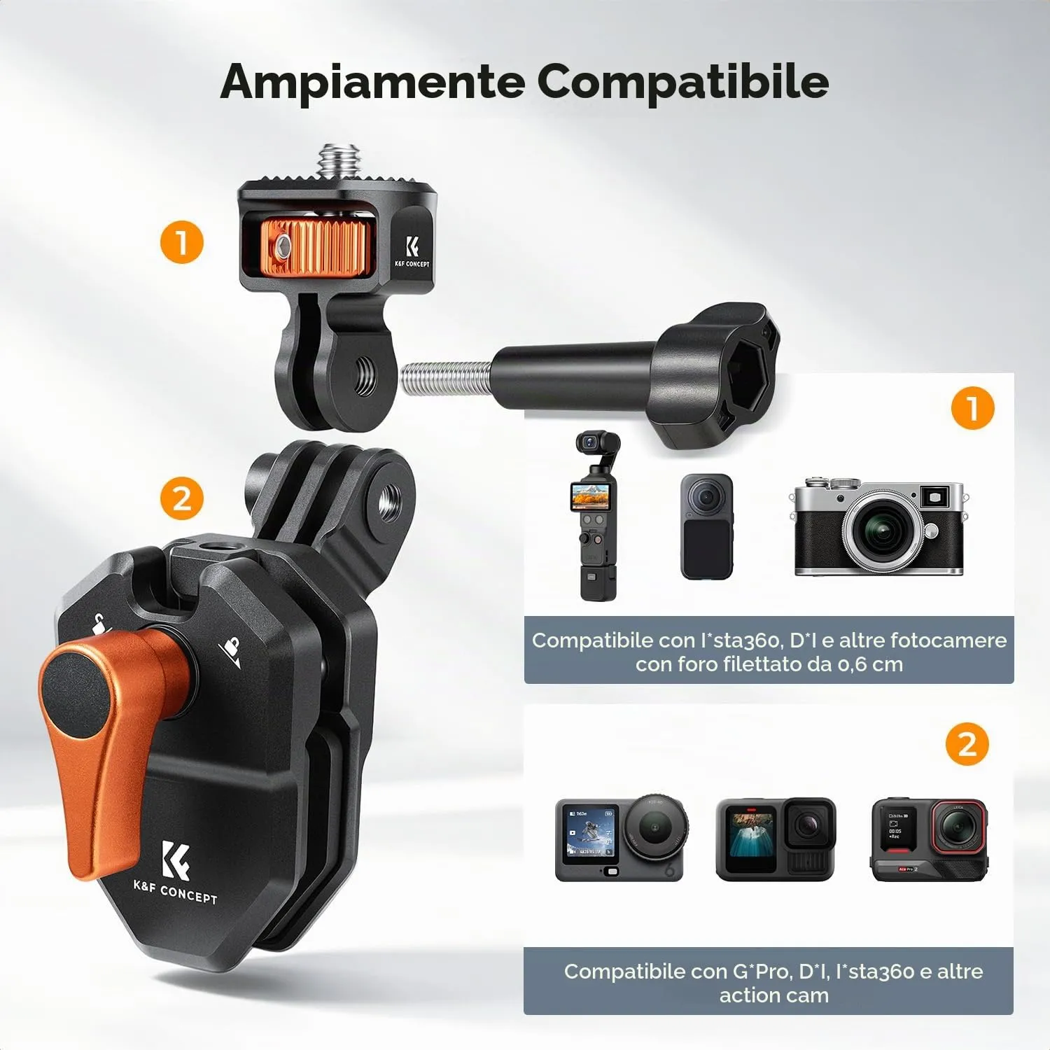 K&F Concept supporto moto action cam parabrezza alluminio