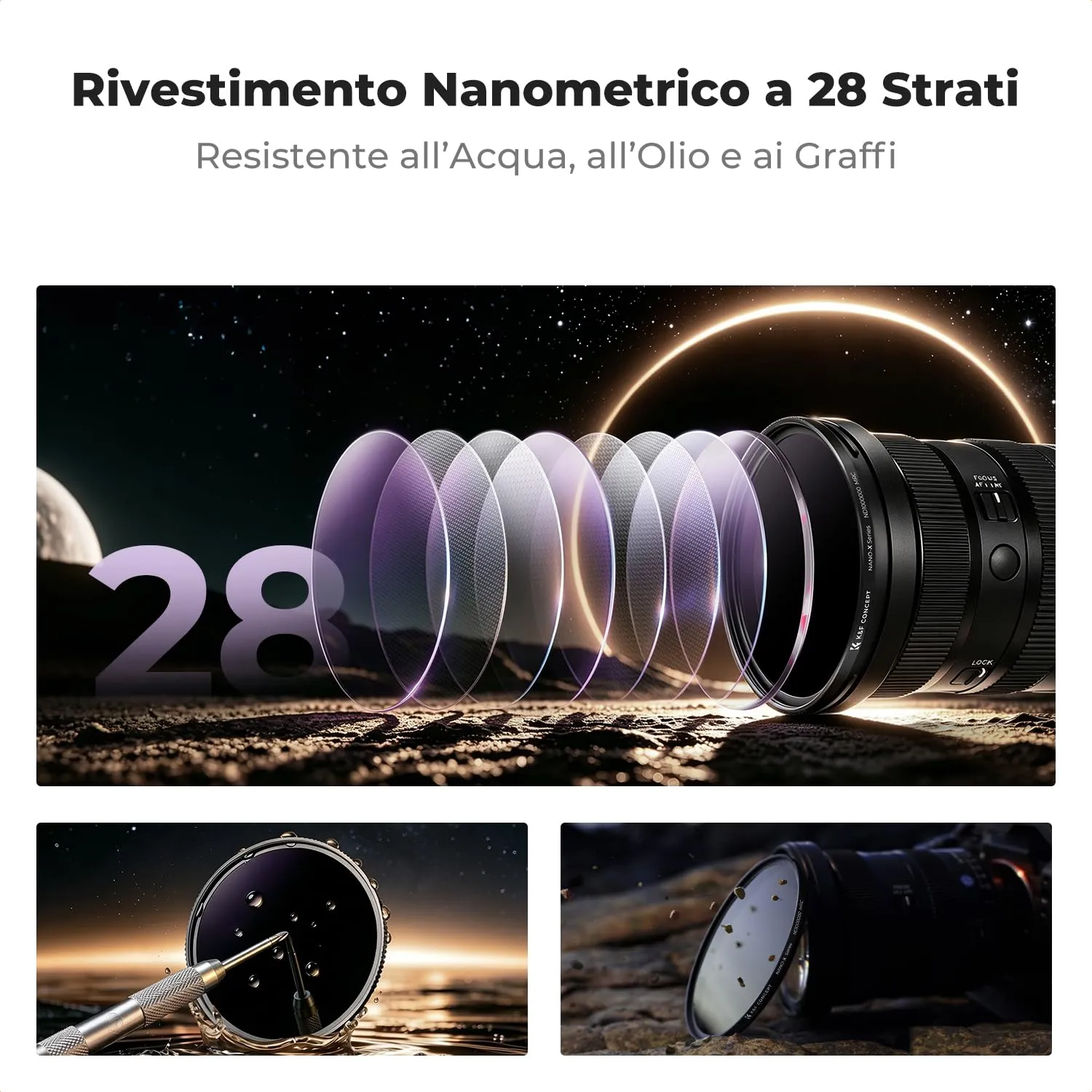 K&F Concept Nano-Xcel ND20 Filtro ND 82mm Eclissi Solare