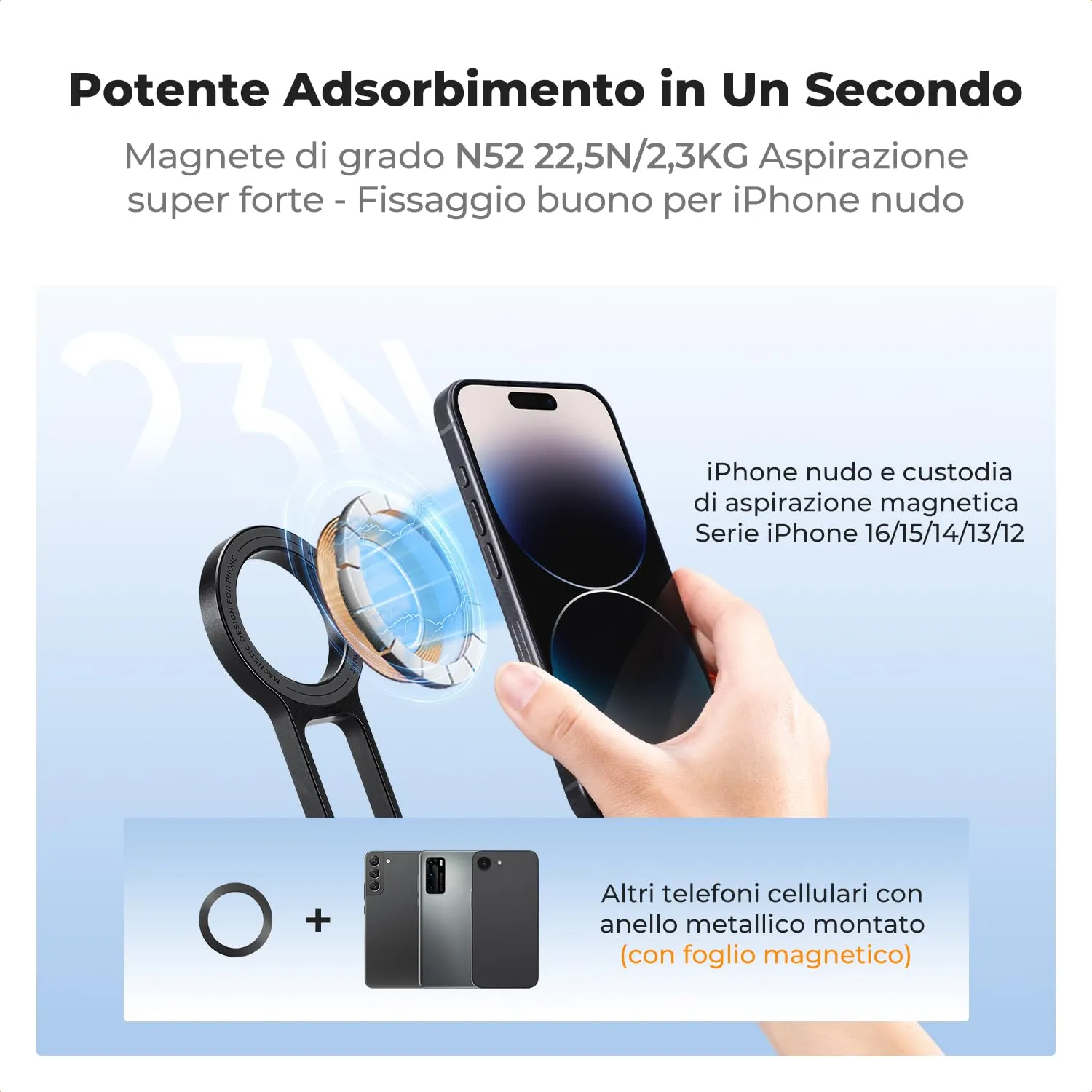 K&F Concept Mini Treppiede Magnetico Smartphone Nero MagSafe