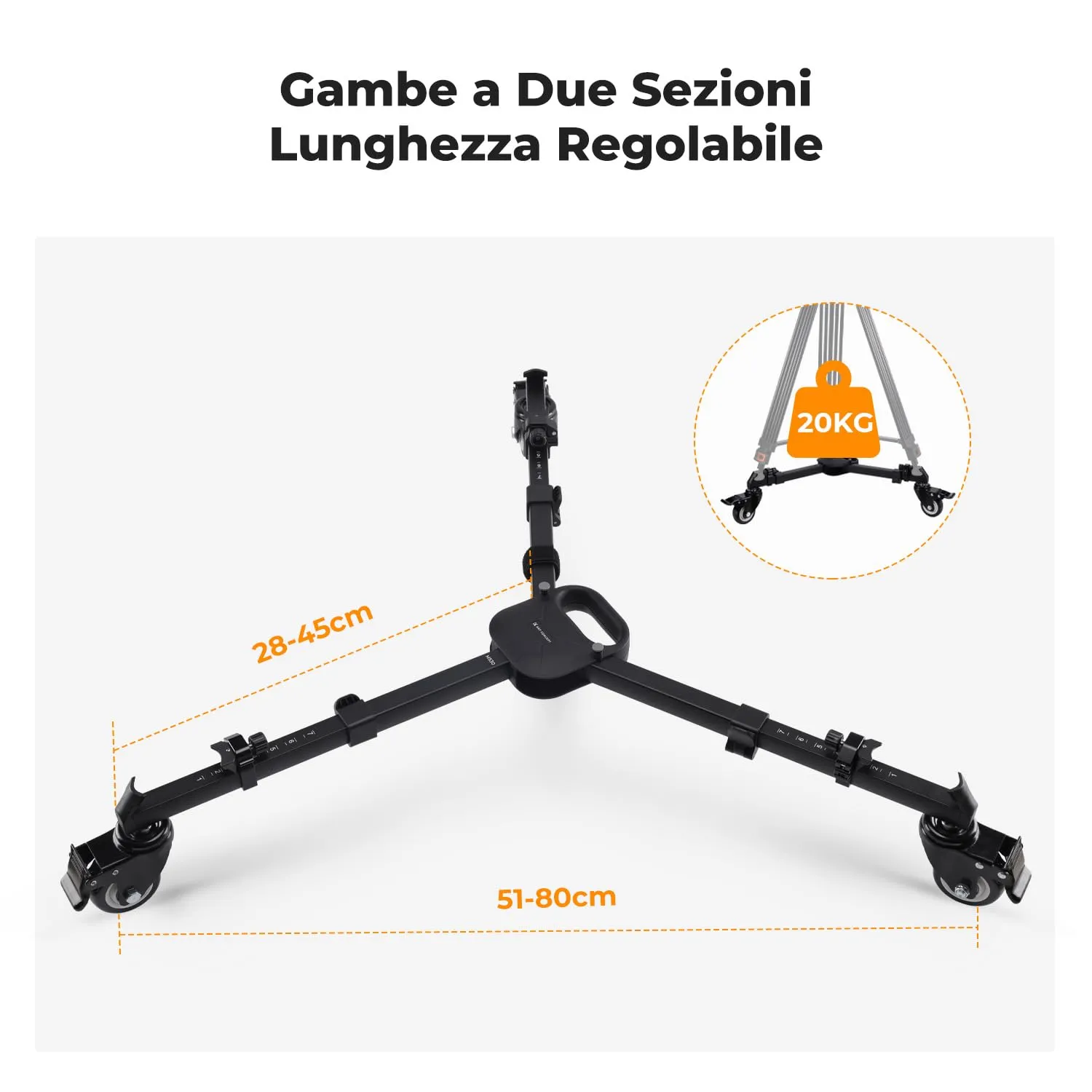 K&F Concept Heavy Duty carrello treppiede universale 20 kg