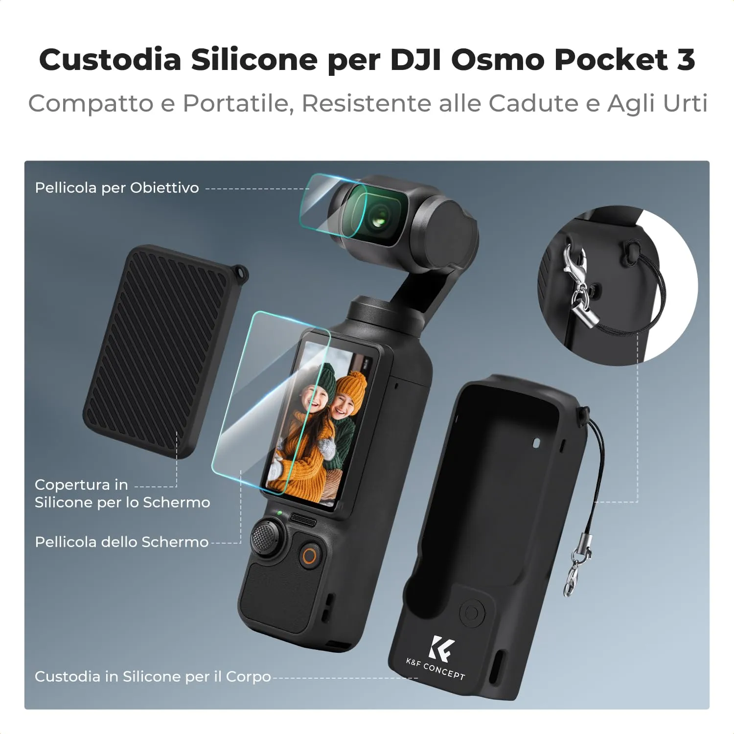 K&F Concept cover silicone DJI Osmo Pocket 3 kit 5 pezzi