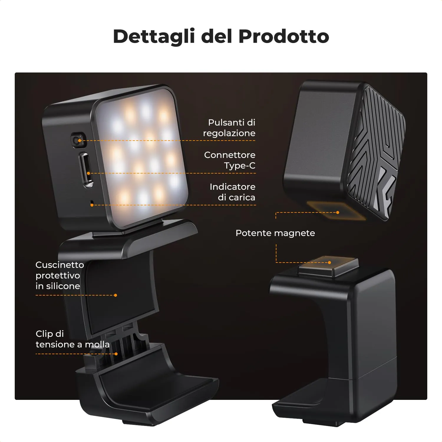 K&F Concept luce magnetica DJI Osmo Pocket 3 LED CRI 95