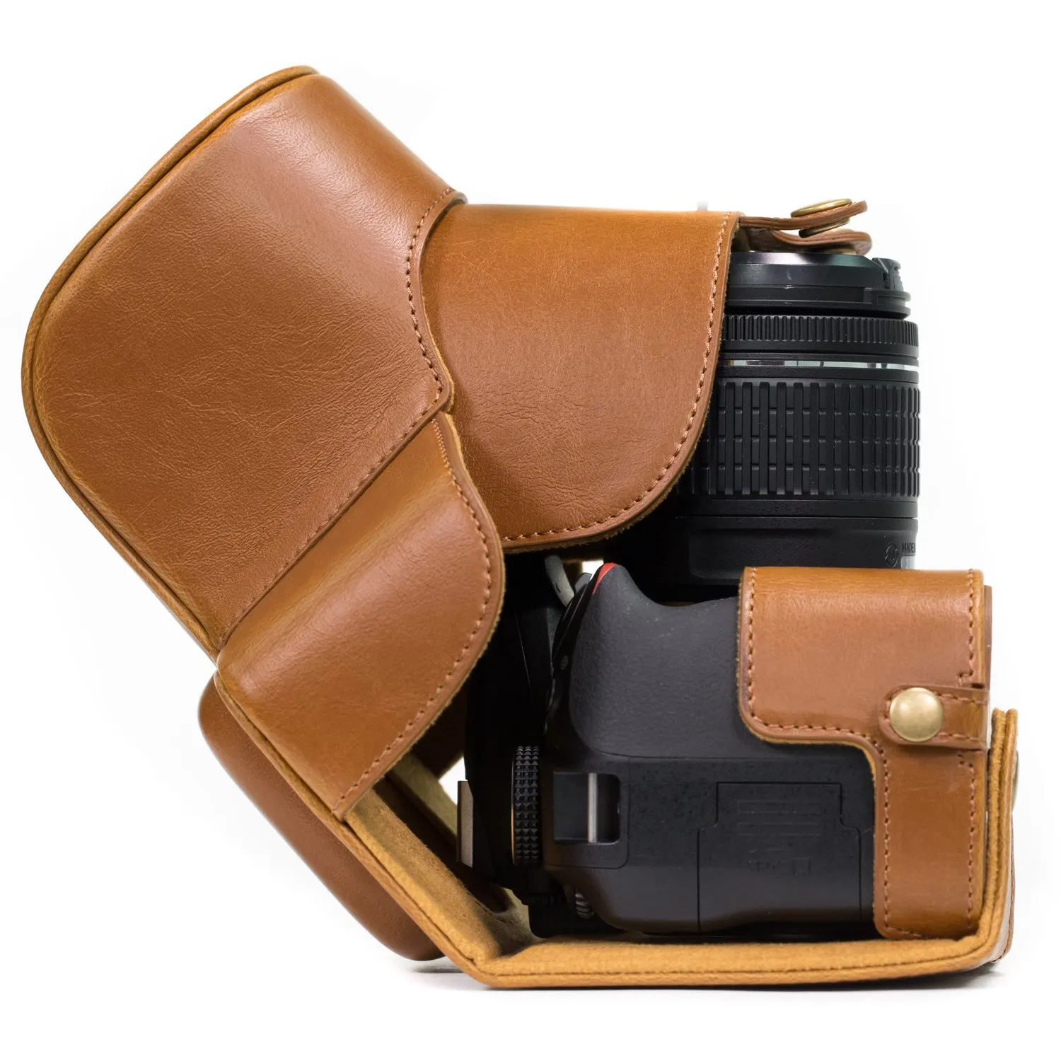 MegaGear MG858 custodia ecopelle marrone chiaro per Nikon D3400