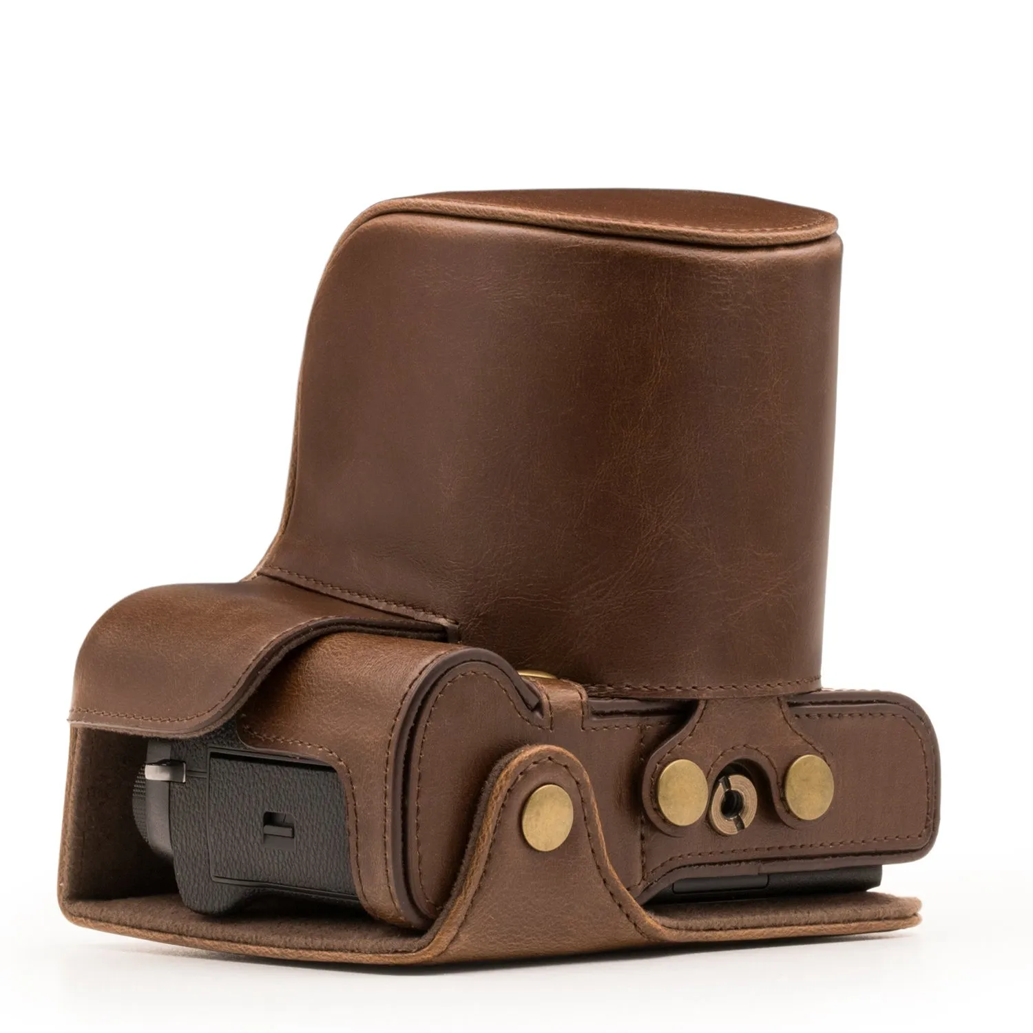 MegaGear MG871 custodia pelle Fujifilm X-T2 marrone scuro