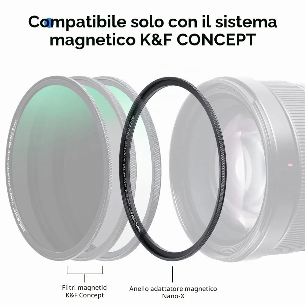 K&F Concept adattatore magnetico 82mm filtri alluminio