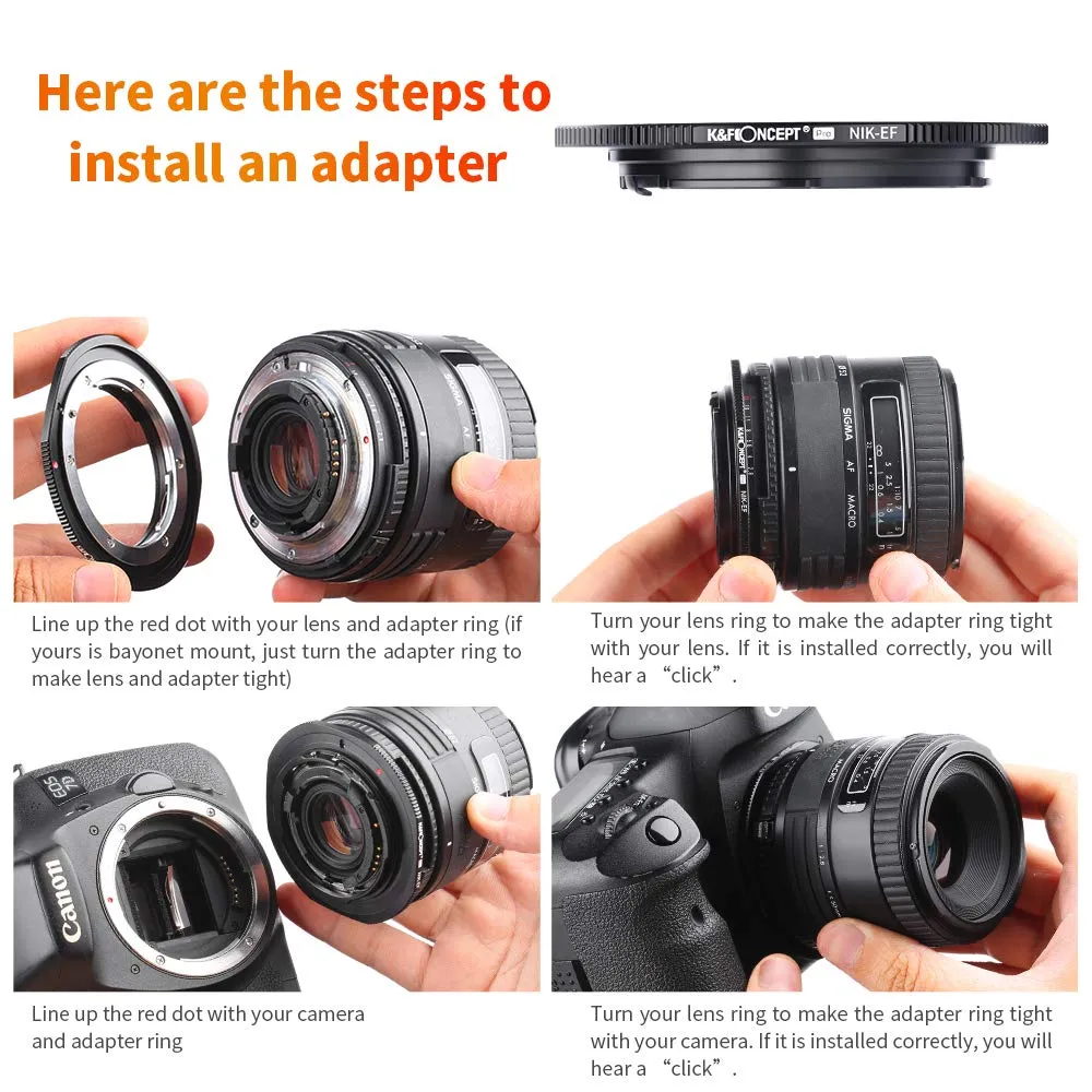 K&F Concept AI-EOS Anello Adattatore Nikon-Canon manuale