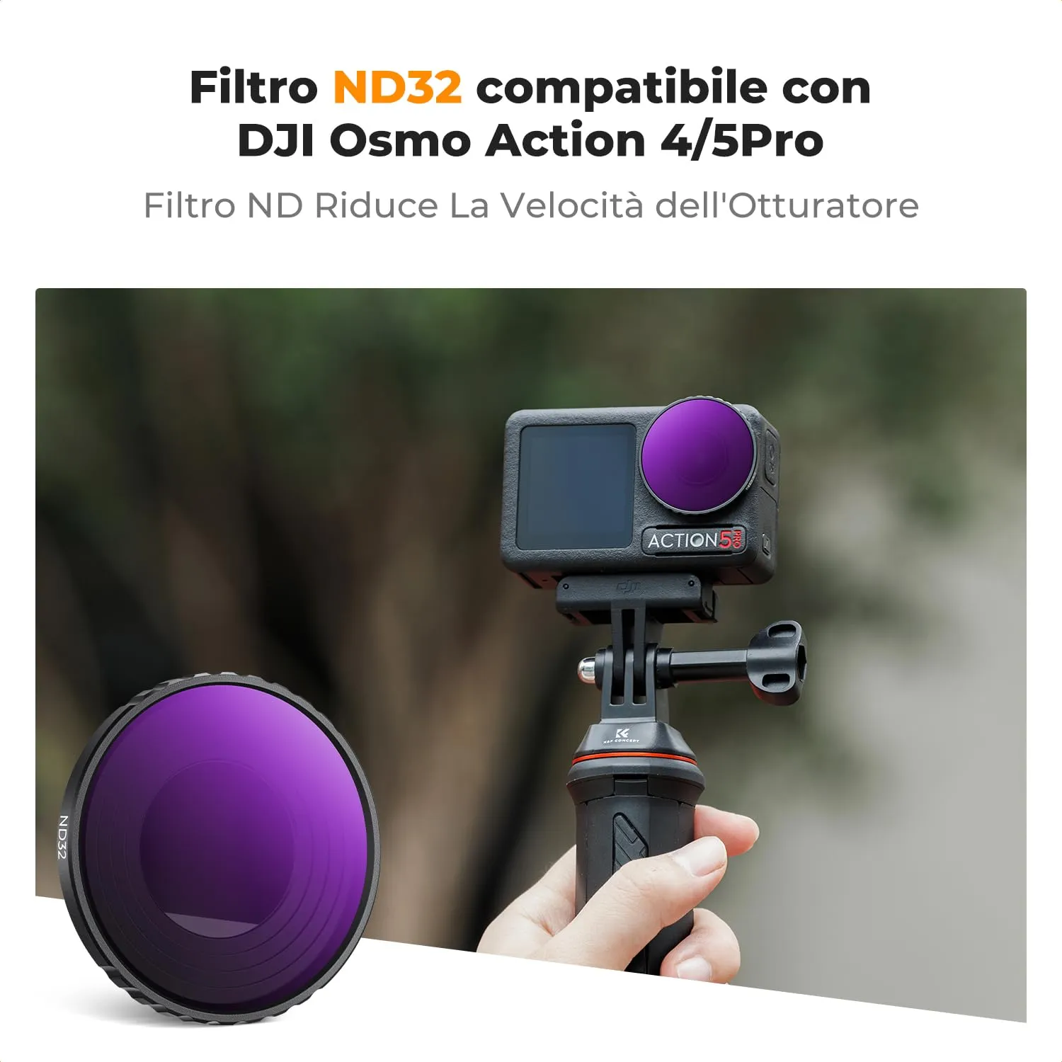 K&F Concept ND32 filtro Osmo Action 5 Pro/4 5 stop action cam