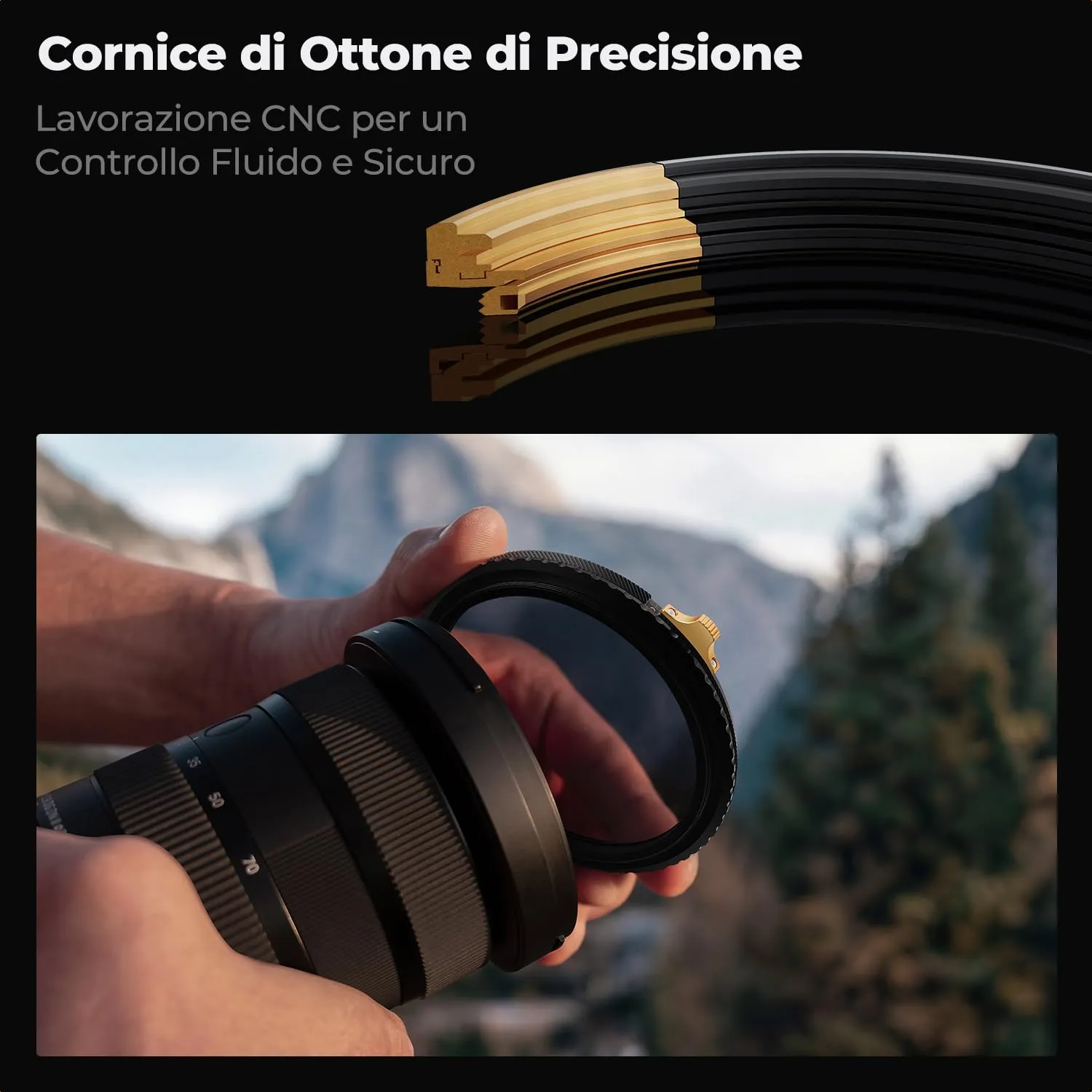 K&F Concept Nano-X PRO filtro variabile ND2-32 CPL 62mm ottone