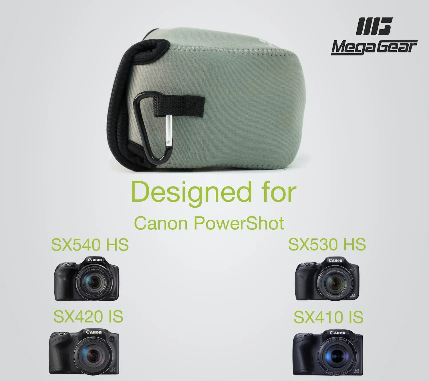 MegaGear Ultra Light Custodia Neoprene Grigia per Canon SX540 HS