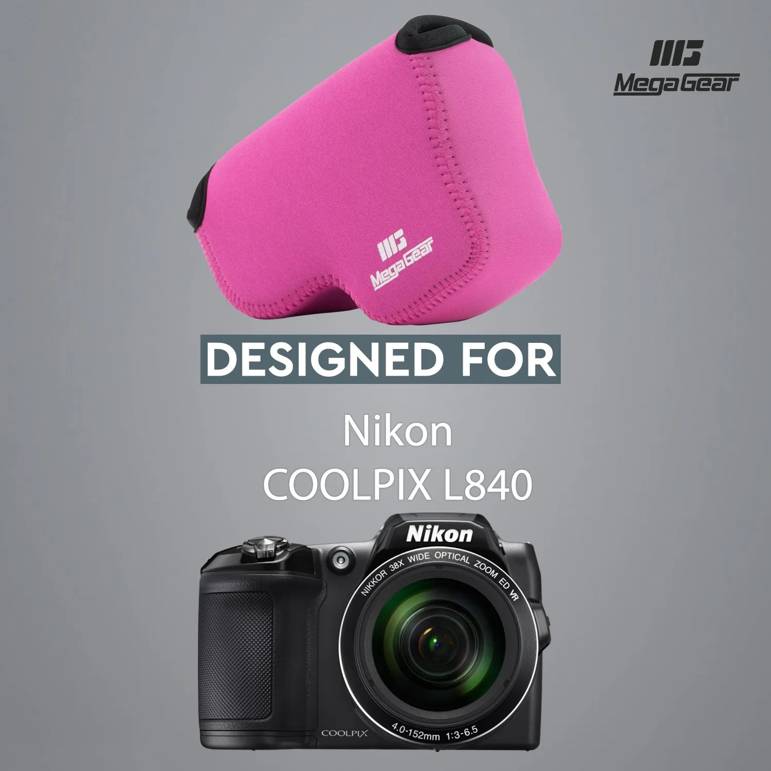 MegaGear Custodia in neoprene Nikon Coolpix L840 rosa ultra leggera